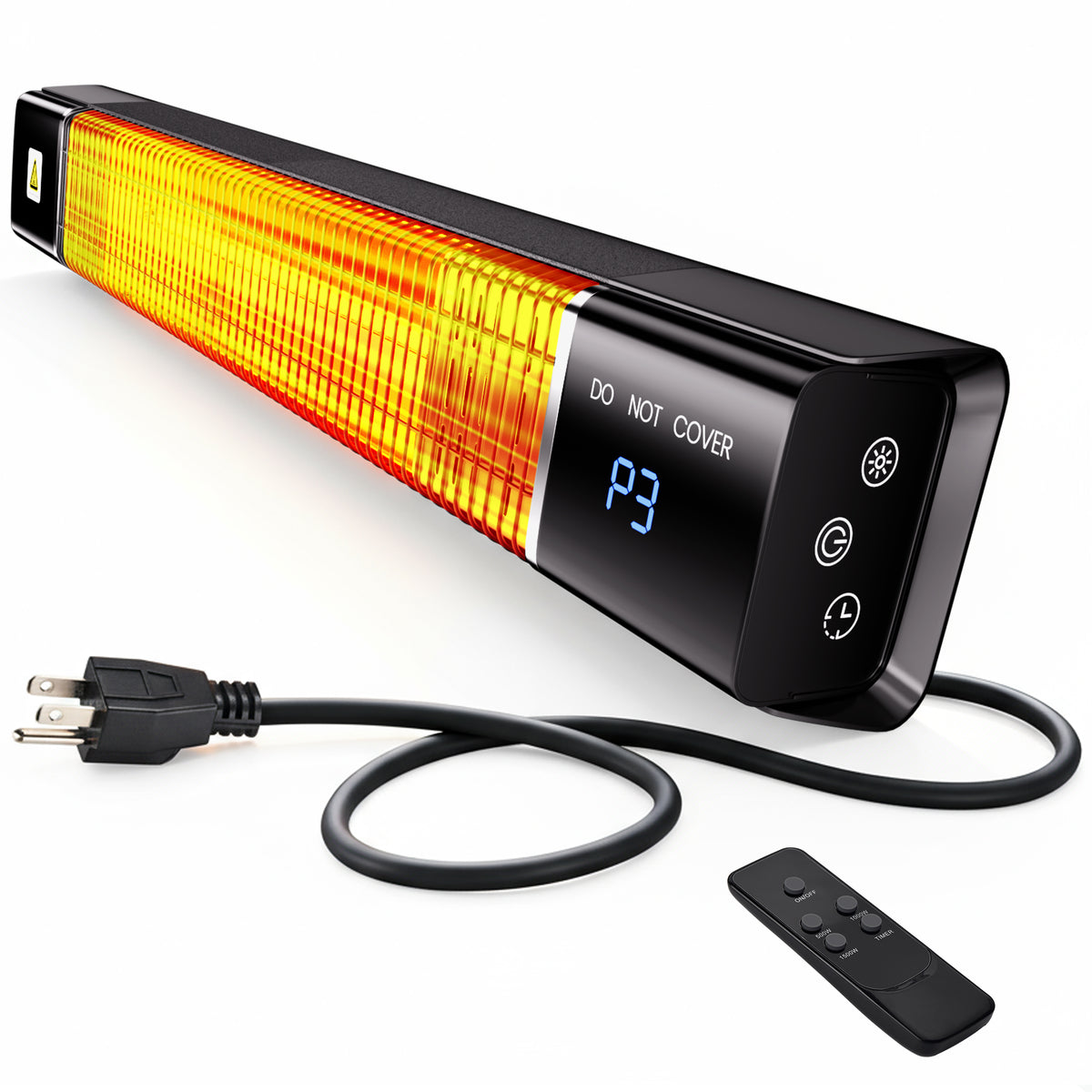 Patio Heater,1500W Outdoor Heaters,Wall Mounted Electric Heater With Remote,24H Timer,Overheat Protection,3 Heat Levels,Waterproof,Infrared Heater For Indoor,Garage,Backyard,Porch,Basement Use,Black