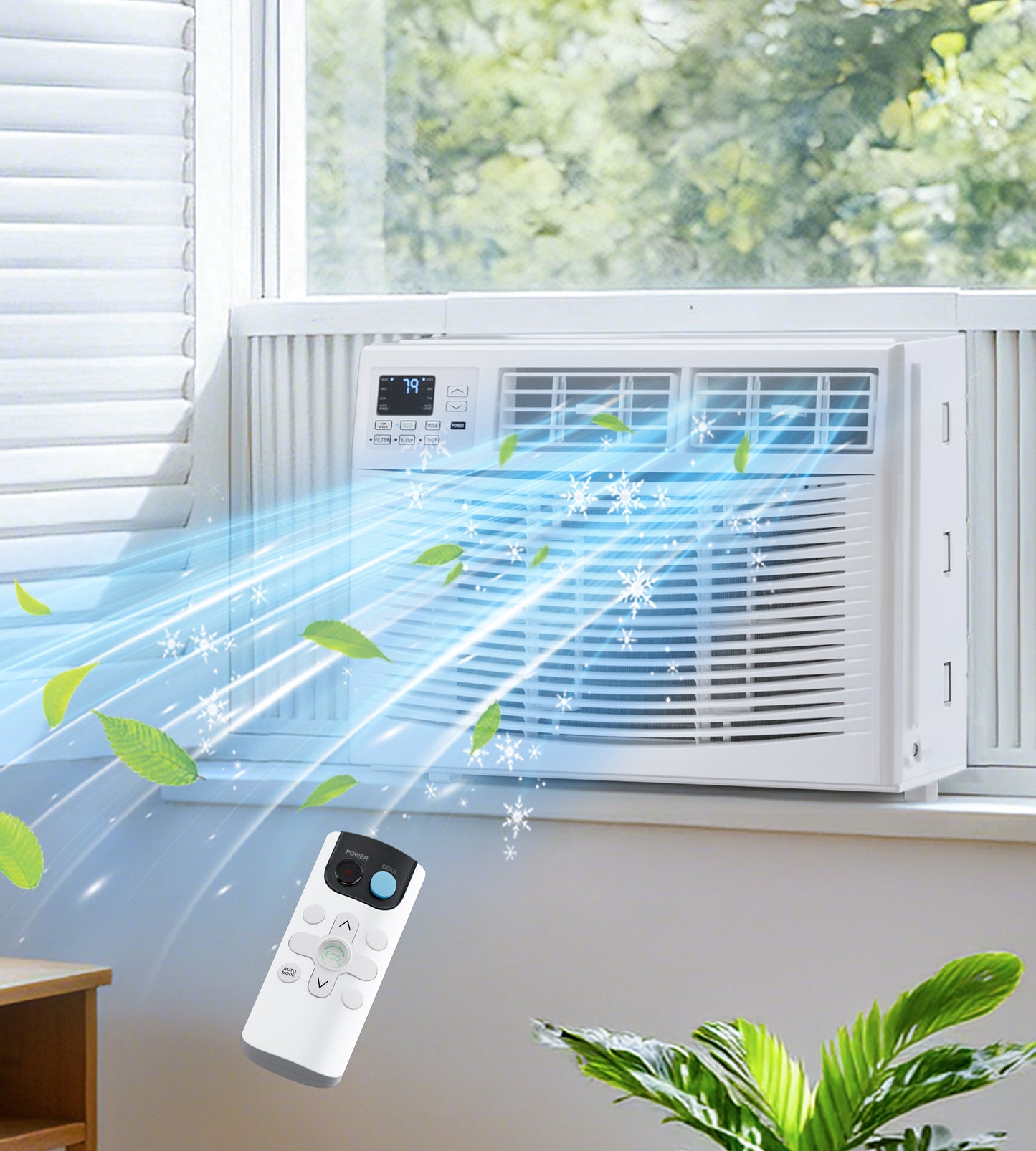 AKIRES Window Air Conditioner, 12,000BTU Air Conditioner Window Unit, Cools up to 550 Sq. Ft, Window AC with Cool, Fan, Dry, Sleep, Energy Saver, and Auto,6 Modes,24H Timer,Easy Install,Home