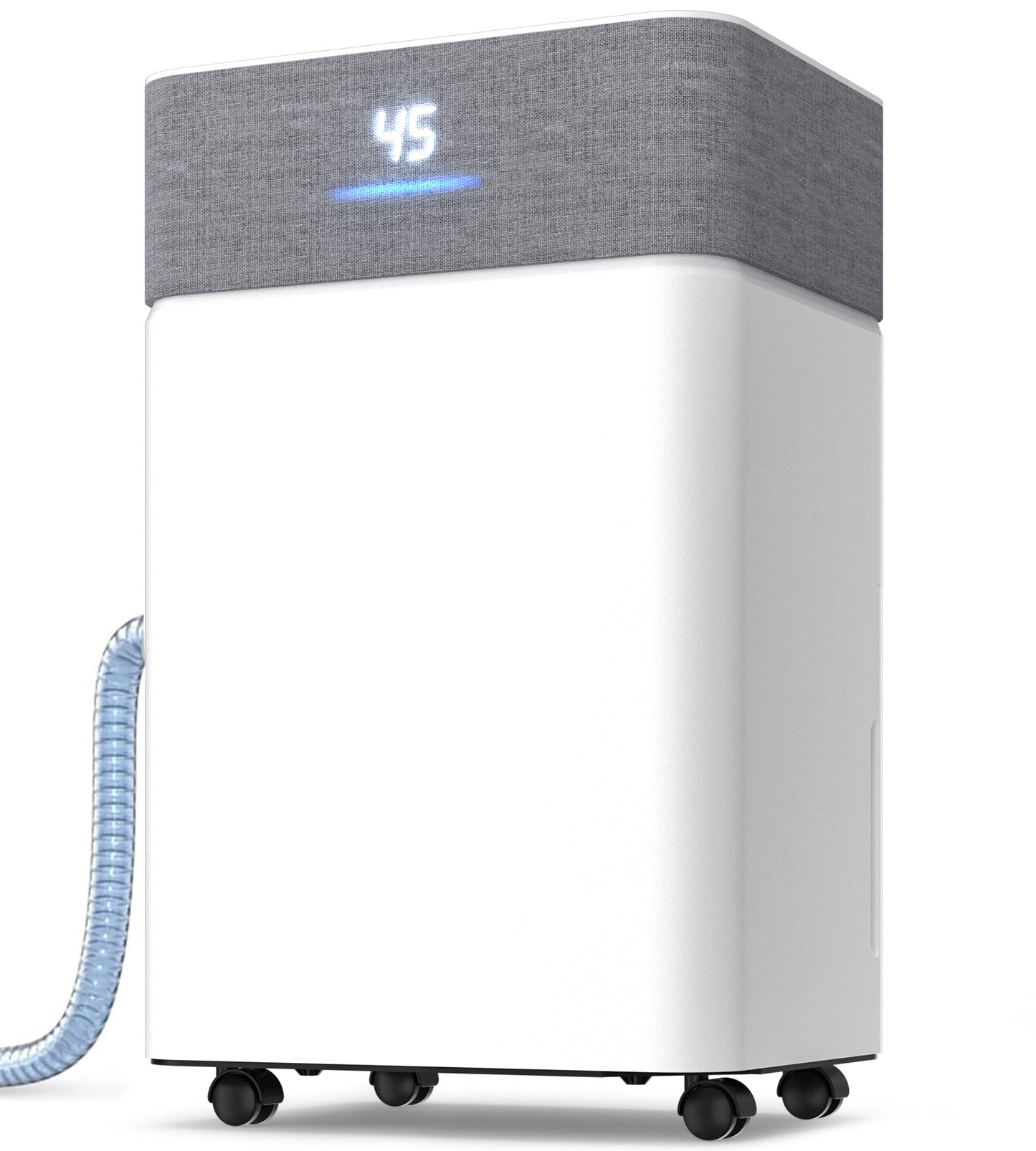 AKIRES 55Pint Dehumidifier for 5000Sq.Ft, Smart Dehumidifier with Drain Hose, 1.15Gal Removable Tank, LED Display, 24H Timer & Child Lock, Dehumidifier for Basement,Bedroom (Pearl White)