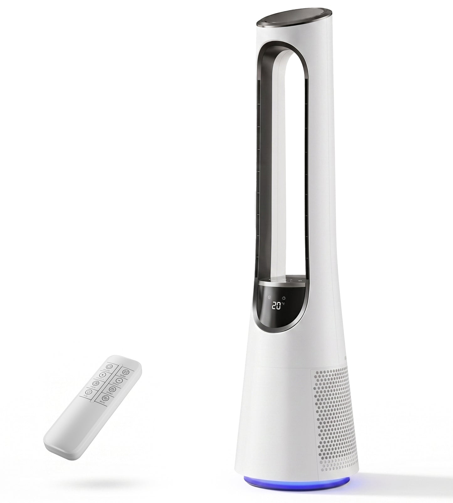 AKIRES Bladeless Fan,38Inch Cooling Tower Fan 120° Oscillating with Remote, 12H Timer, 20 Speeds, Portable Quiet Cooling Fan for Indoor, Bedroom Bright White
