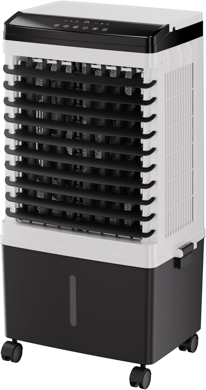 AKIRES 1800CFM Swamp Cooler,Evaporative Air Cooler with 4.0-Gal Water Tank, 4 Ice Packs, Portable Air Conditioners with Remote Control,12H Timer,Evaporative Cooler for Indoor,Outdoor Use (32IN)