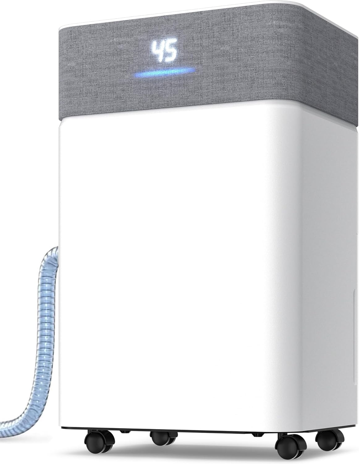 AKIRES 55Pint Dehumidifier for 4000Sq.Ft, Smart Dehumidifier with Drain Hose, 1.15Gal Removable Tank, LED Display, 24H Timer & Child Lock, Dehumidifier for Basement,Bedroom,Bathroom(Pearl White)