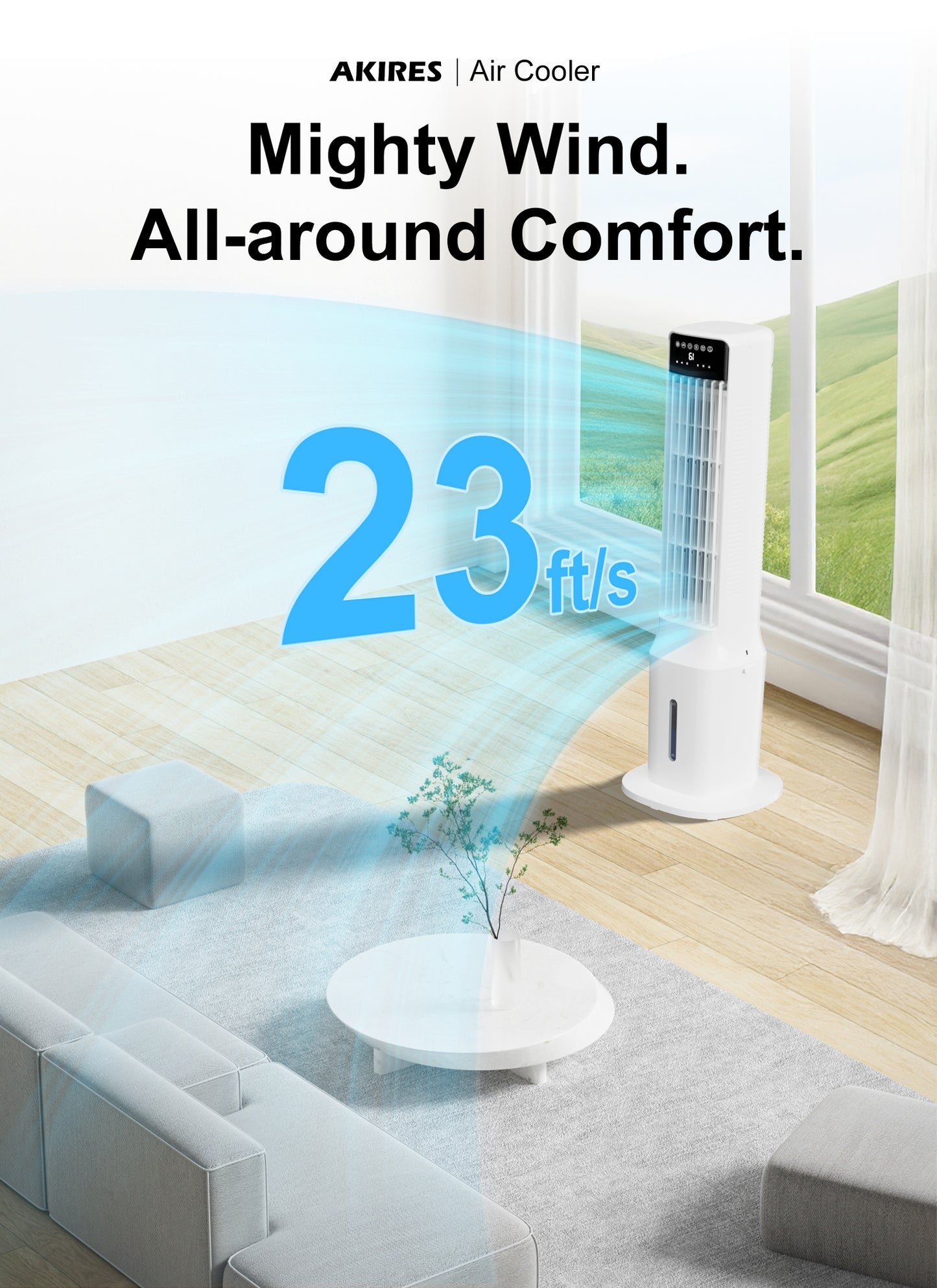 Swamp Cooler, Evaporative Air Cooler with 1.32-Gal Water Tank,4 Ice Packs,Portable Evaporative Cooler for Outdoor