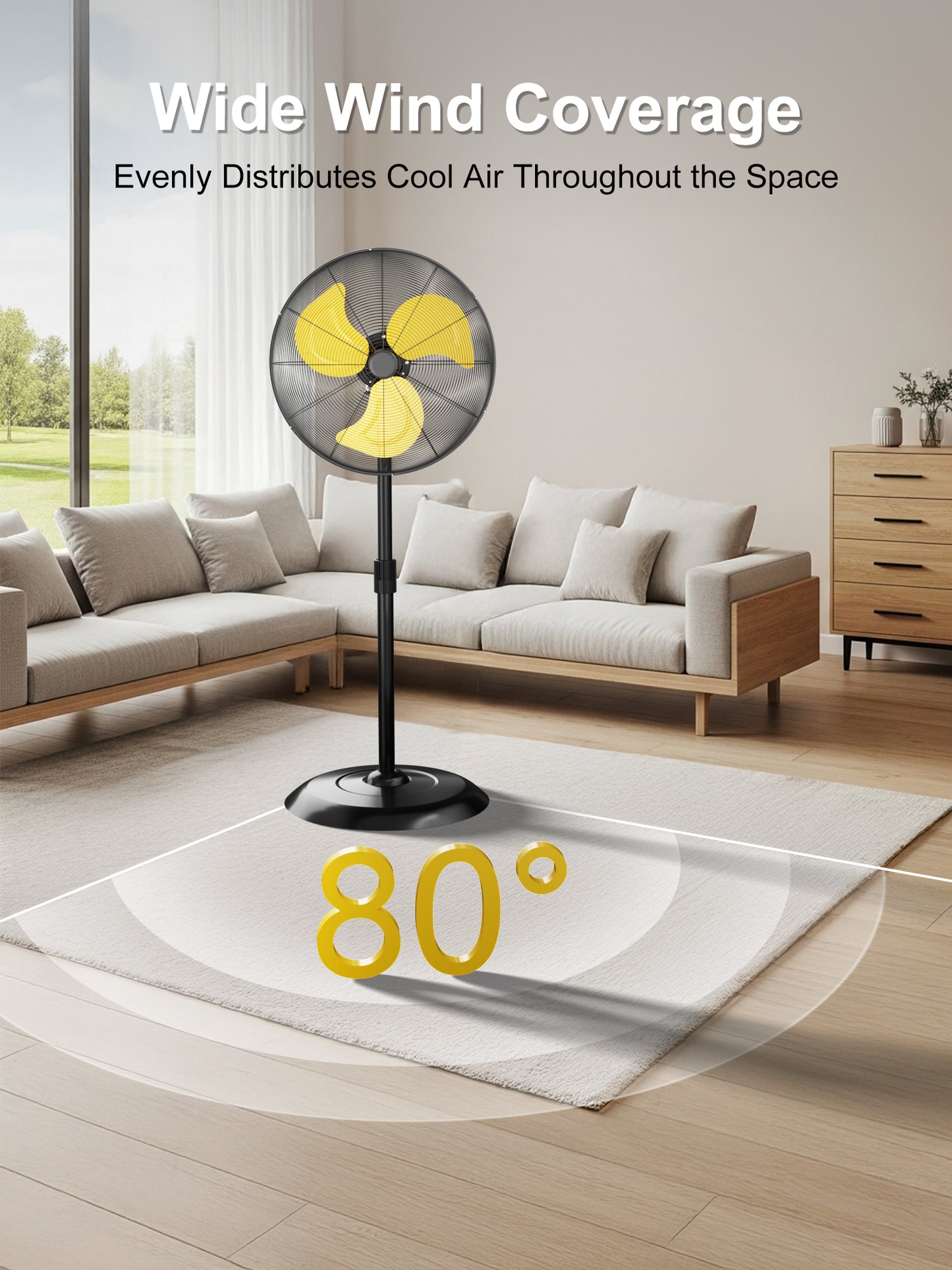 24” 8000CFM Outdoor Oscillating Pedestal Fan With Energy-Saving Motor,High-Velocity Industrial Stand Fan, Heavy Duty Metal Floor Fan for Shop