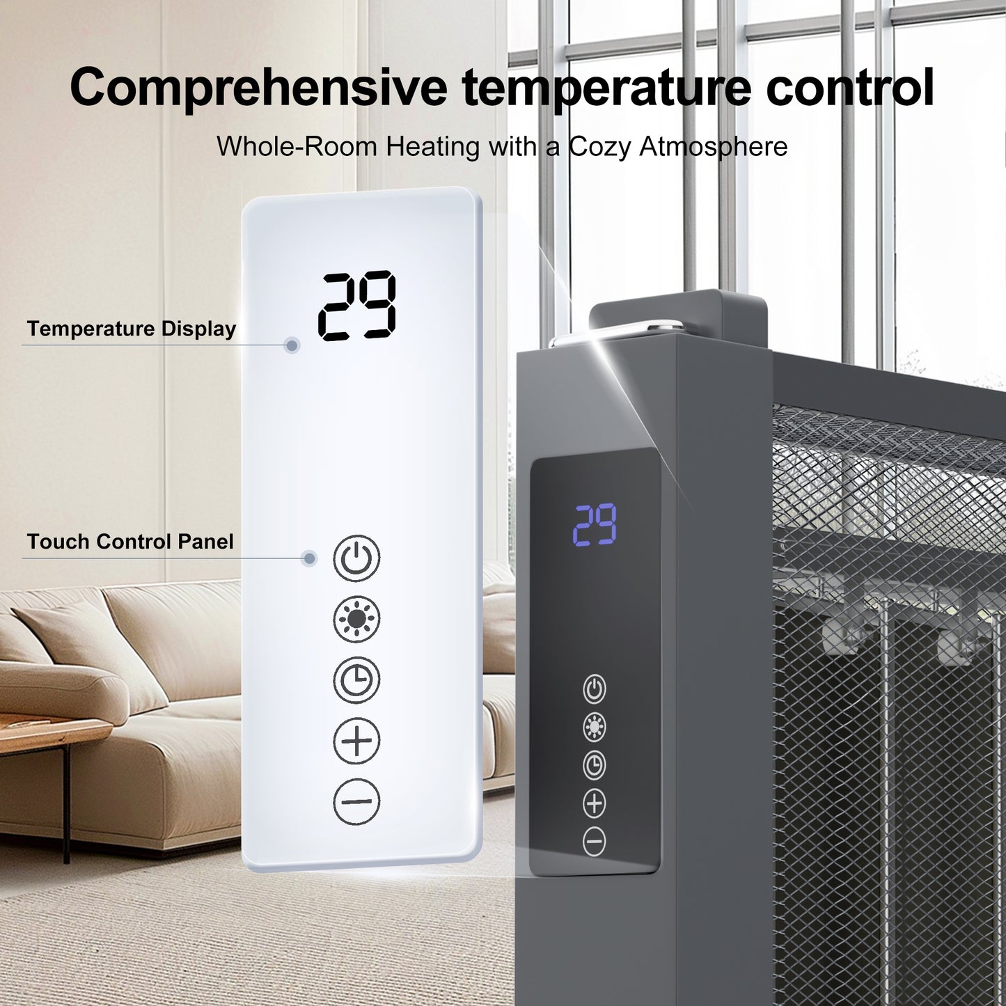 AKIRES Electric Mica Infrared Space Heater Indoor Use,1500W Large Room Heater with Smart Thermostat, Overheat & Tip-Over Protection