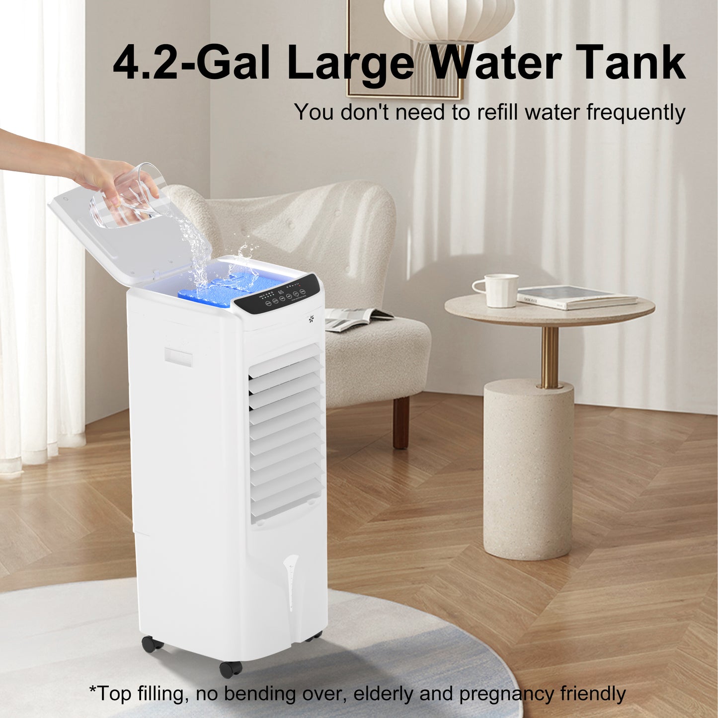 32IN Windowless Portable Air Conditioner,3-IN-1 Ventless AC Unit with 4.2-Gal Tank, 4 Ice Packs, 12H Timer, Swamp Cooler Evaporative Air Cooler for Indoor Outdoor Room Bedroom Home Office