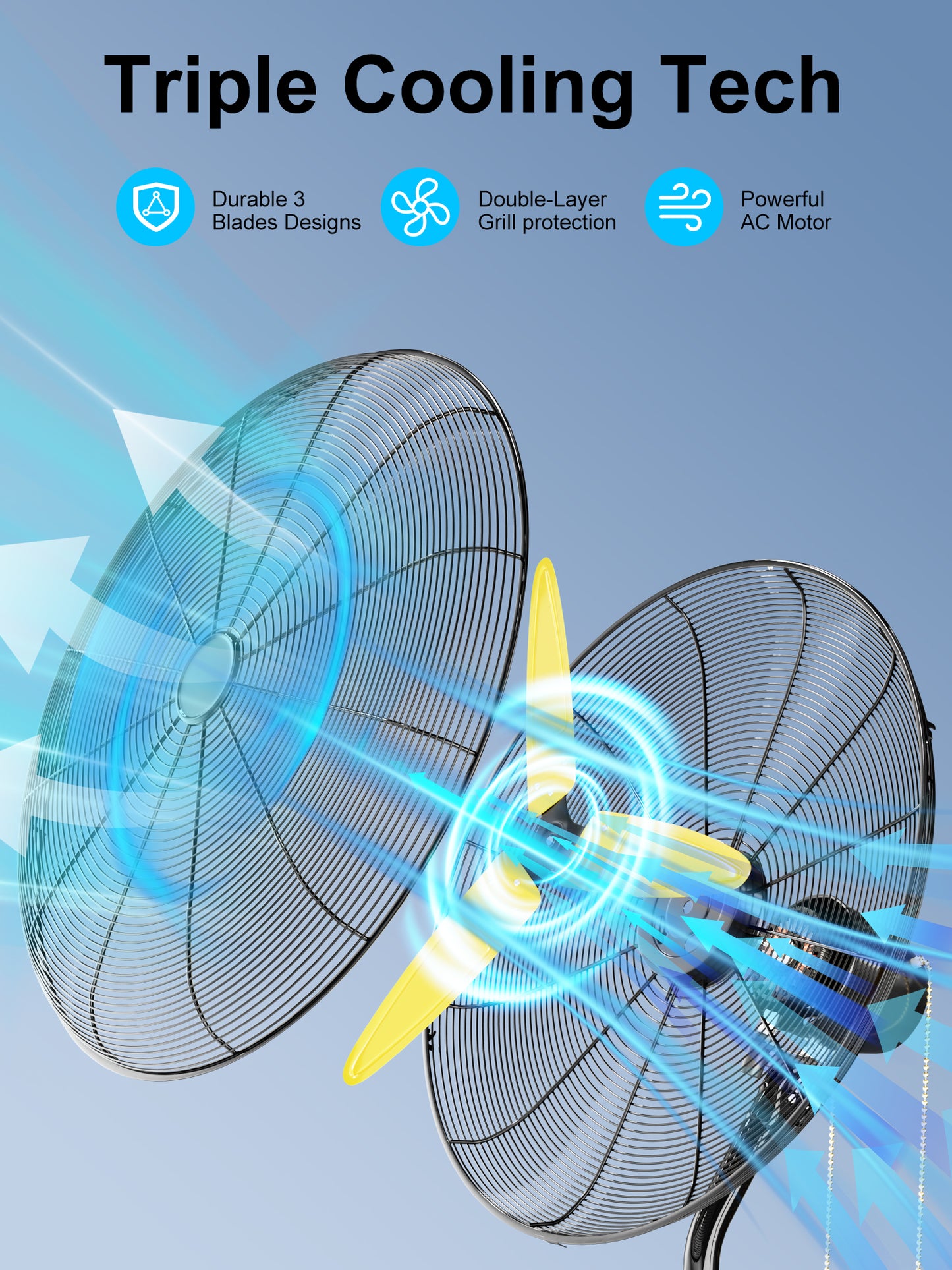 30" Oscillating Wall Mount Fan with Adjustable Tilt, 11200CFM High Velocity Wall Fan with 3 Speed, Heavy Duty Industrial Fans for Workshop