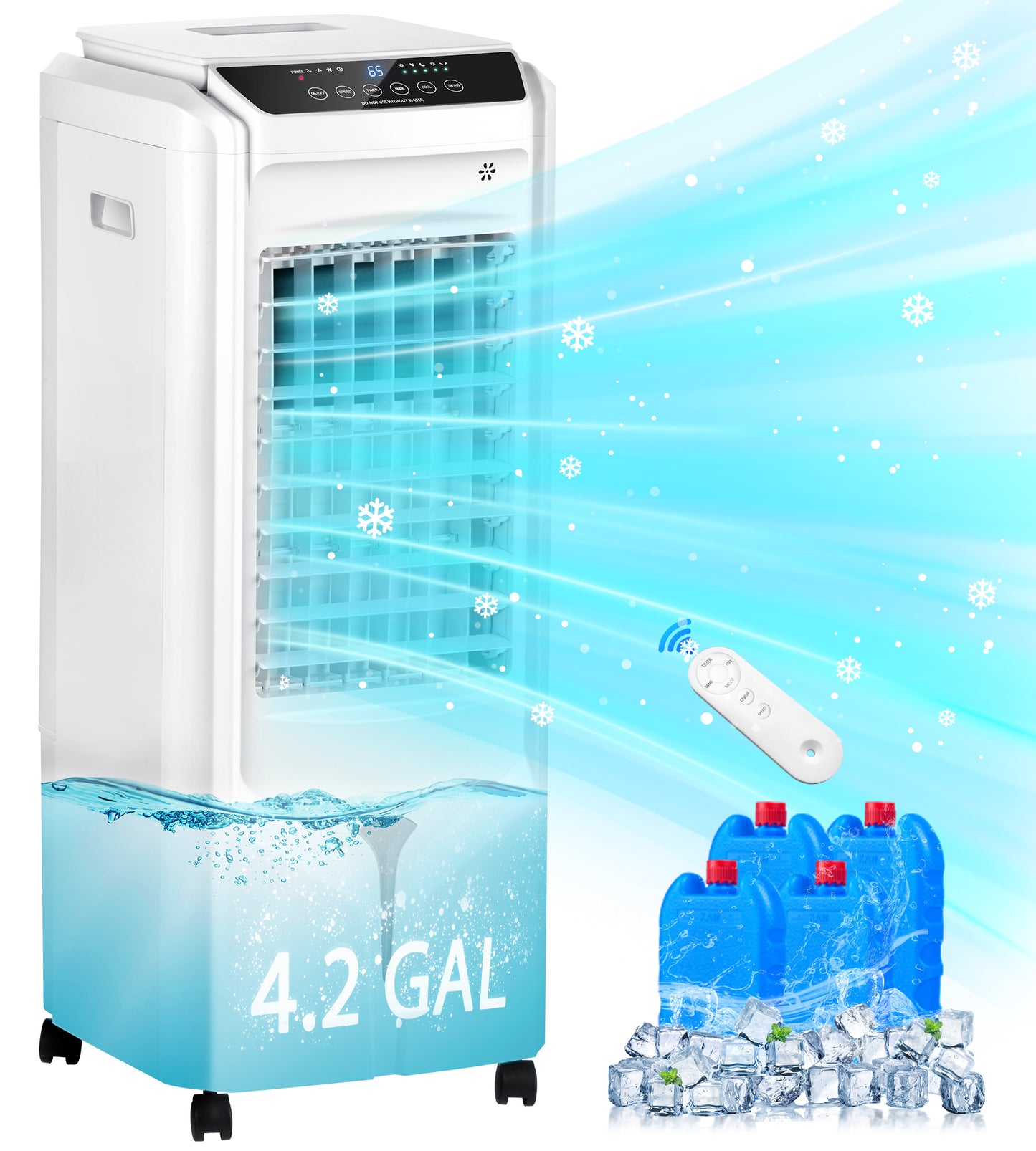 32IN Windowless Portable Air Conditioner,3-IN-1 Ventless AC Unit with 4.2-Gal Tank, 4 Ice Packs, 12H Timer, Swamp Cooler Evaporative Air Cooler for Indoor