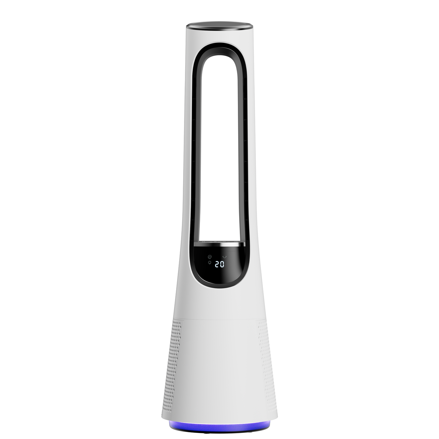AKIRES 38" Bladeless Tower Fan, Bladeless Fan with 4 Modes, 20 Speeds,120° Oscillating, 5 LED Colors, 12H Timer, Ultra-Quiet DC Motor, Remote Control, Tower Fan for Indoor, Bedroom, Office Pearl White