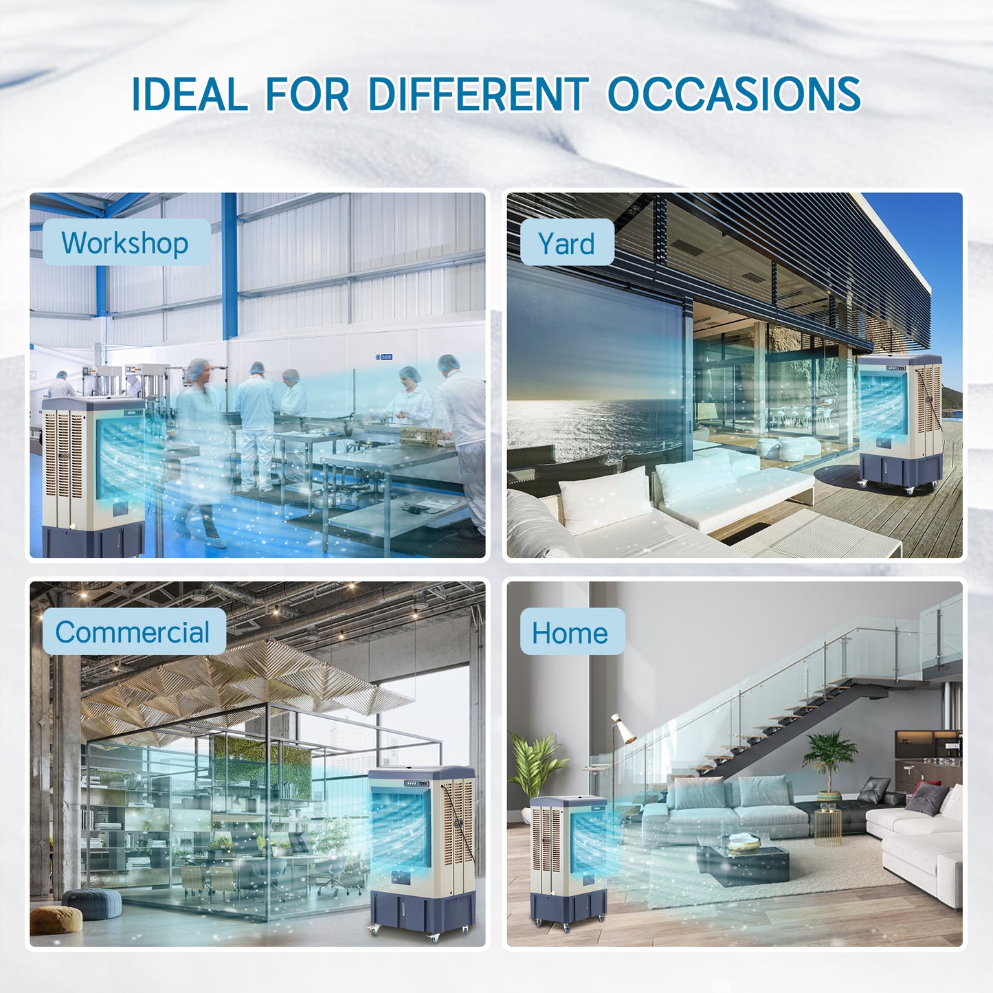 4800CFM Portable Swamp Cooler,40IN Evaporative Air Cooler for 970Sq.ft of Space, Evaporative Cooler with Auto Fill,10.6-Gal Water Tank,3 Ice Packs, Cooling Fan for Outdoor