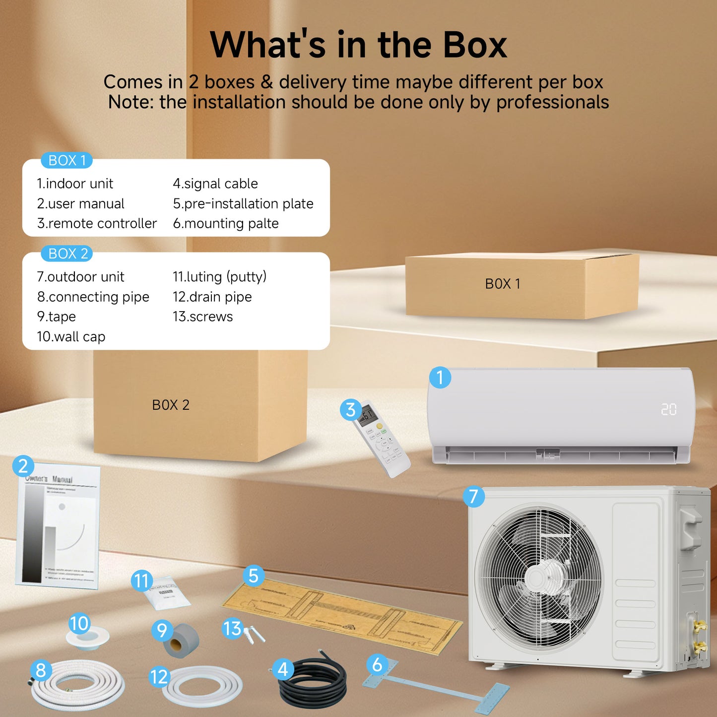 12000BTU Mini Split AC/Heating System, 19 SEER2 115V Energy Saving Air Conditioner Unit Cools Room up to 750 Sq. Ft, Ductless Inverter