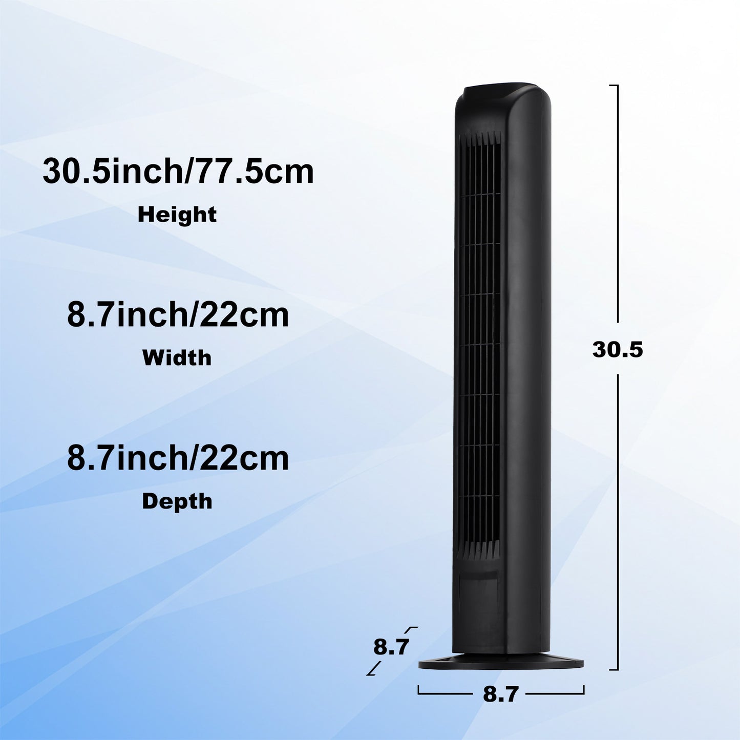Tower Fan, 30" Standing Fan with Remote, 70° Oscillation, 3 Speeds, 24H Timer Floor Fan for Bedroom, Living Room, Office