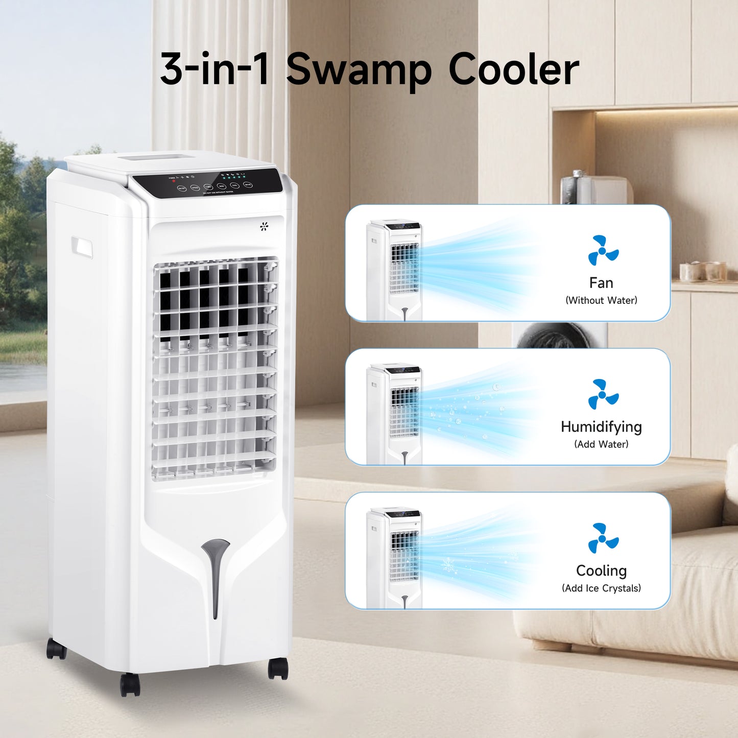 Akires Evaporative Air Cooler, Portable Swamp Cooler 4.2 Gal, Windowless Air Conditioners with Remote for Room, Office, Bedroom