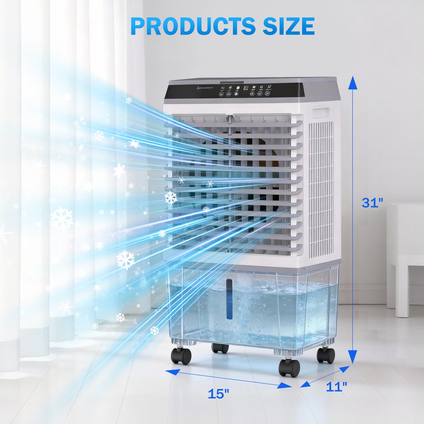 Evaporative Air Cooler, Swamp Cooler 5.3 Gal Portable Air Cooler with Remote, 12H Timer, 3 Speeds