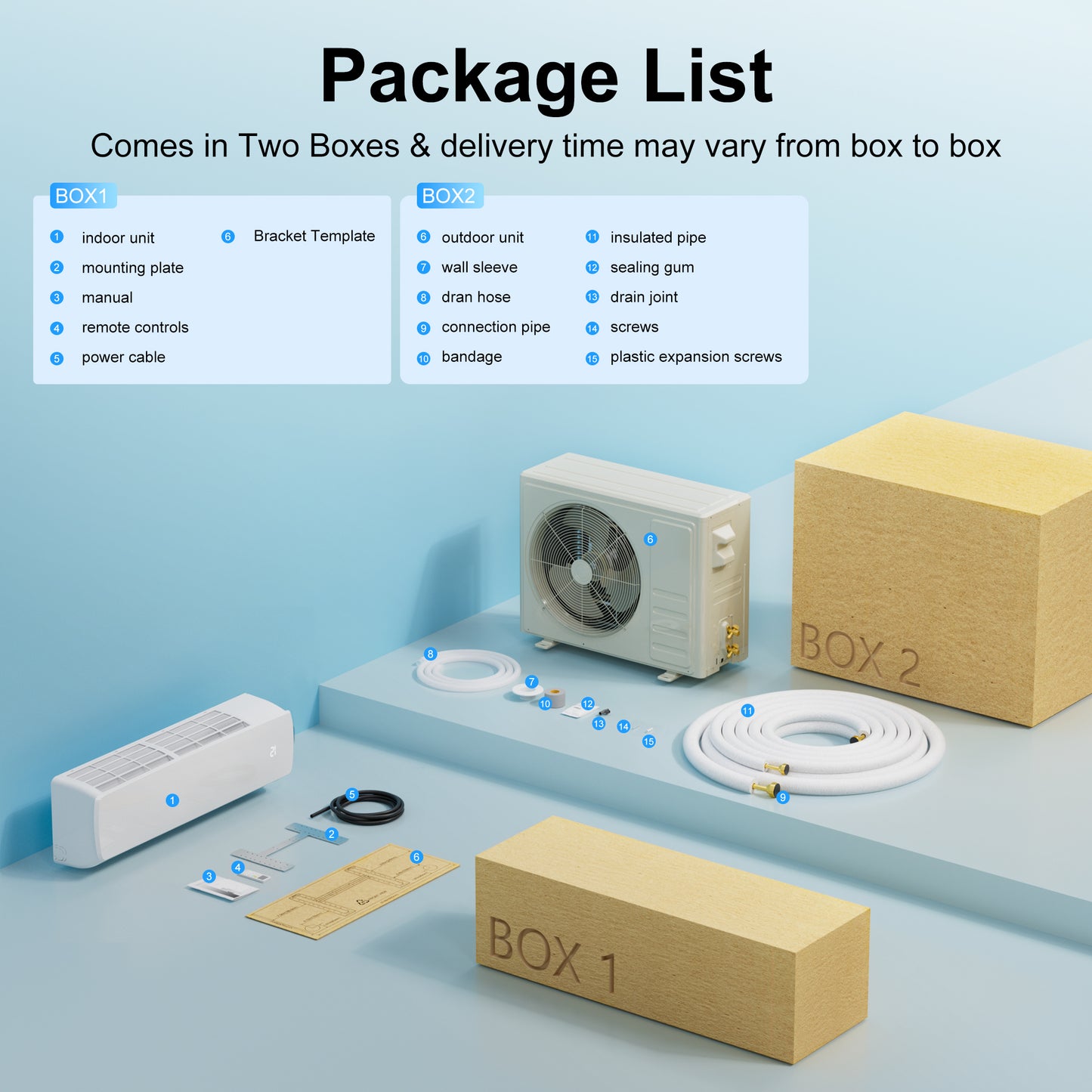 18000 BTU Mini Split AC/Heating System with Inverter, 19 SEER2 230V Energy Saving Ductless Air Conditioner with Heat Pump, Split AC Unit Cools Up to 1250 Sq. Ft