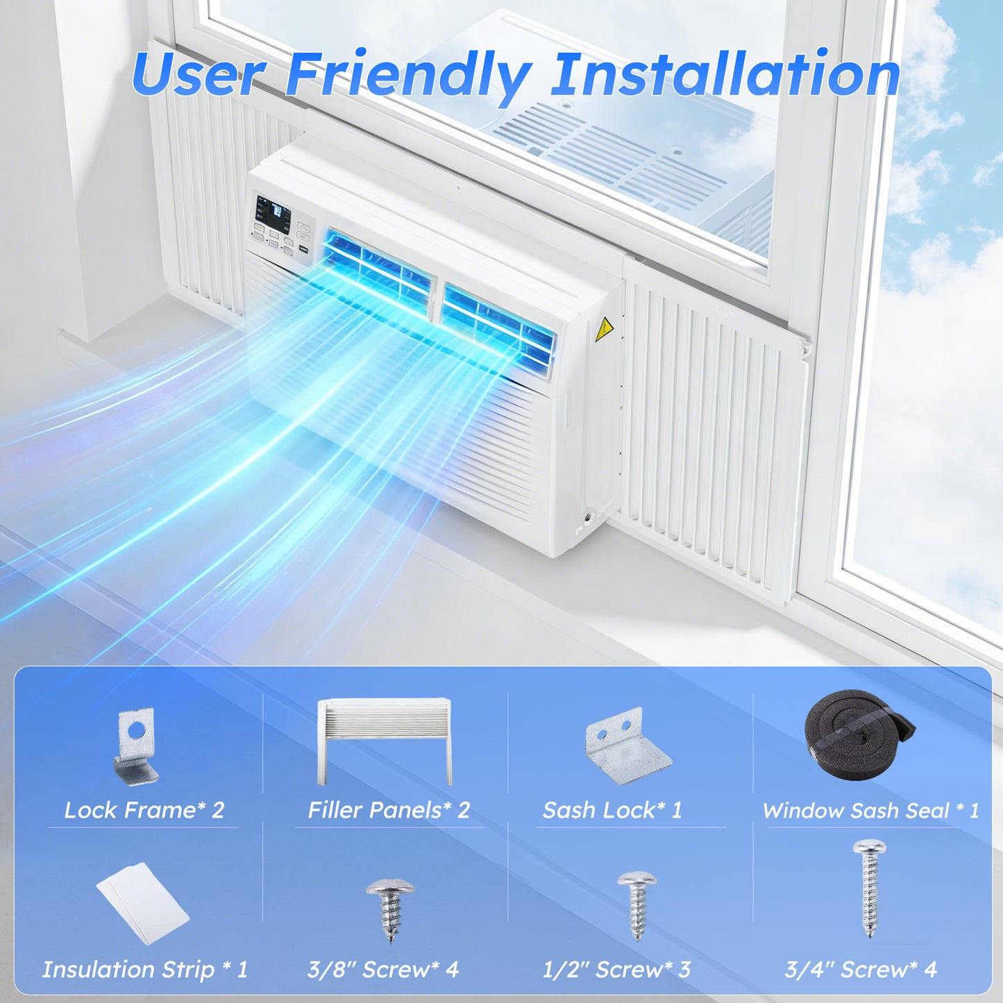 Window Air Conditioner 12000 BTU, Window AC Units up to 550 Sq.ft, Remote, 6 Modes, 24 Timer
