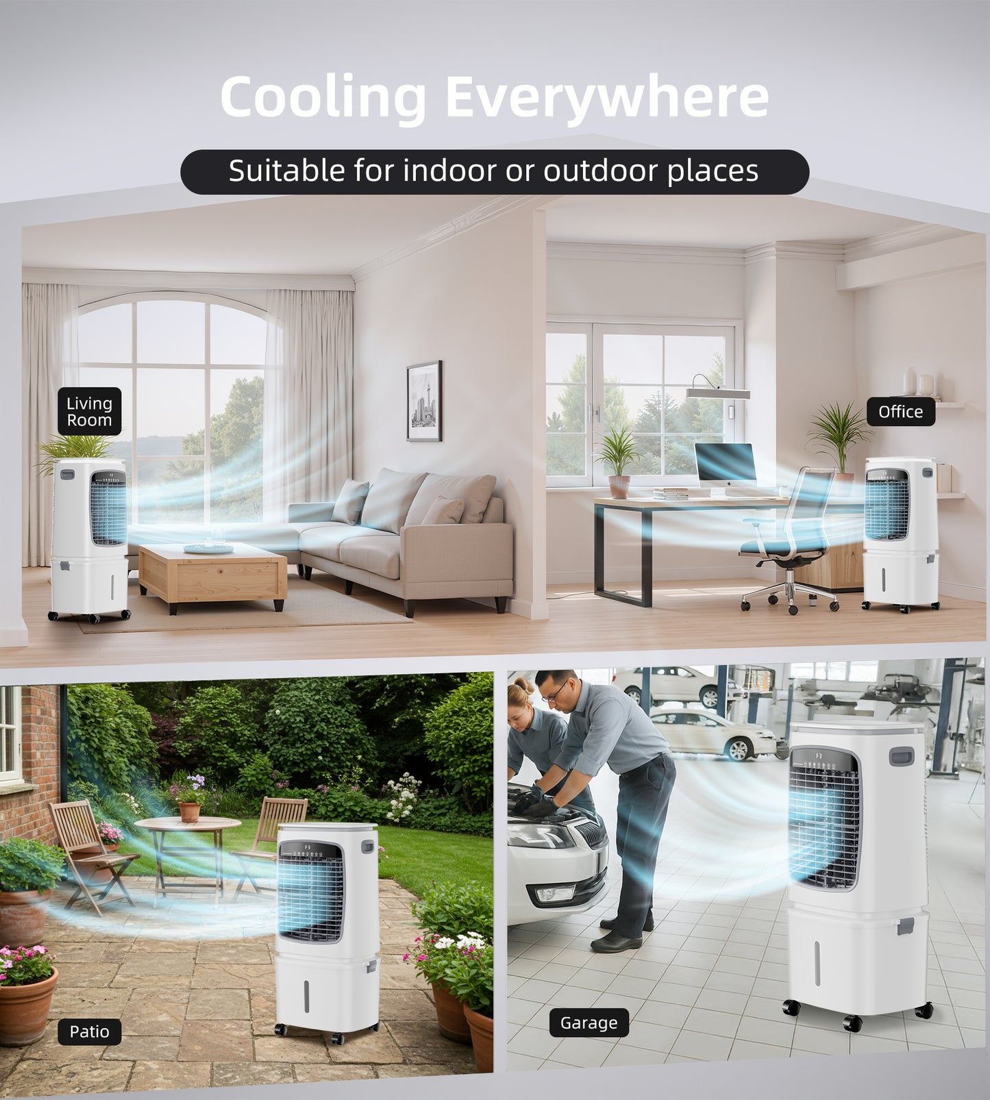 AKIRES 2020CFM Swamp Cooler, Evaporative Cooler for 650Sq.ft of Space, Air Cooler with 7.0-Gal Water Tank,90°Oscillation, 4 Ice Packs,12H Timer, Cooling Fan for Indoor, Outdoor Use