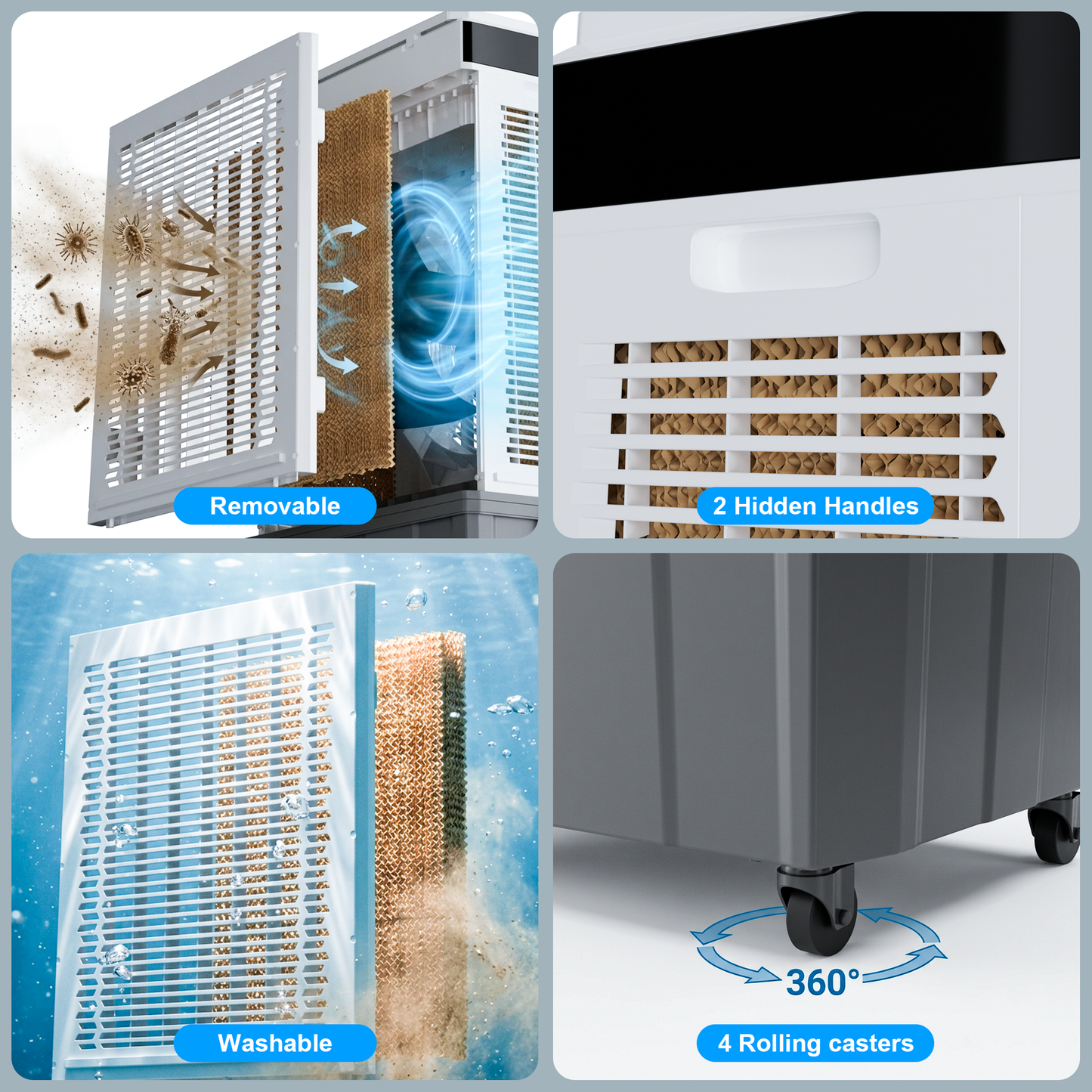 Swamp Cooler, 6288CFM Evaporative Air Cooler with 21.5-Gal Water Tank, Evaporative Cooler with 3 Speeds, 12H Timer, 120°Oscillation, Air Cooler for Indoor Outdoor Patio Garage Use(48IN)