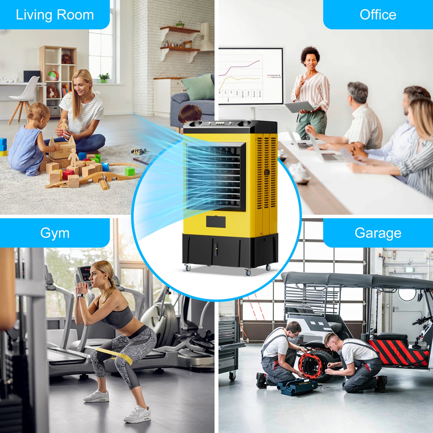 4800CFM Swamp Cooler,40IN Evaporative Air Cooler for 970Sq.ft of Space,Evaporative Cooler with Continuous Auto Fill,10.6-Gal Water Tank,120°Oscillation, Cooling Fan for Indoor