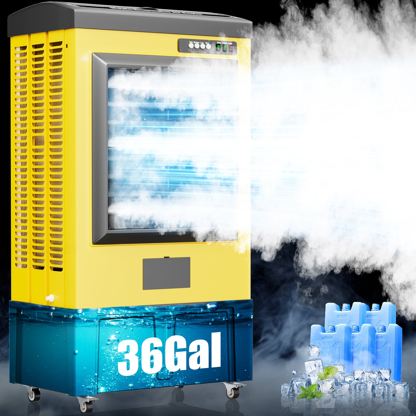 8980CFM Swamp Cooler,55IN Evaporative Air Cooler for 1735Sq.ft of Space, Evaporative Cooler with Continuous Auto Fill,36-Gal Water Tank,120°Oscillation