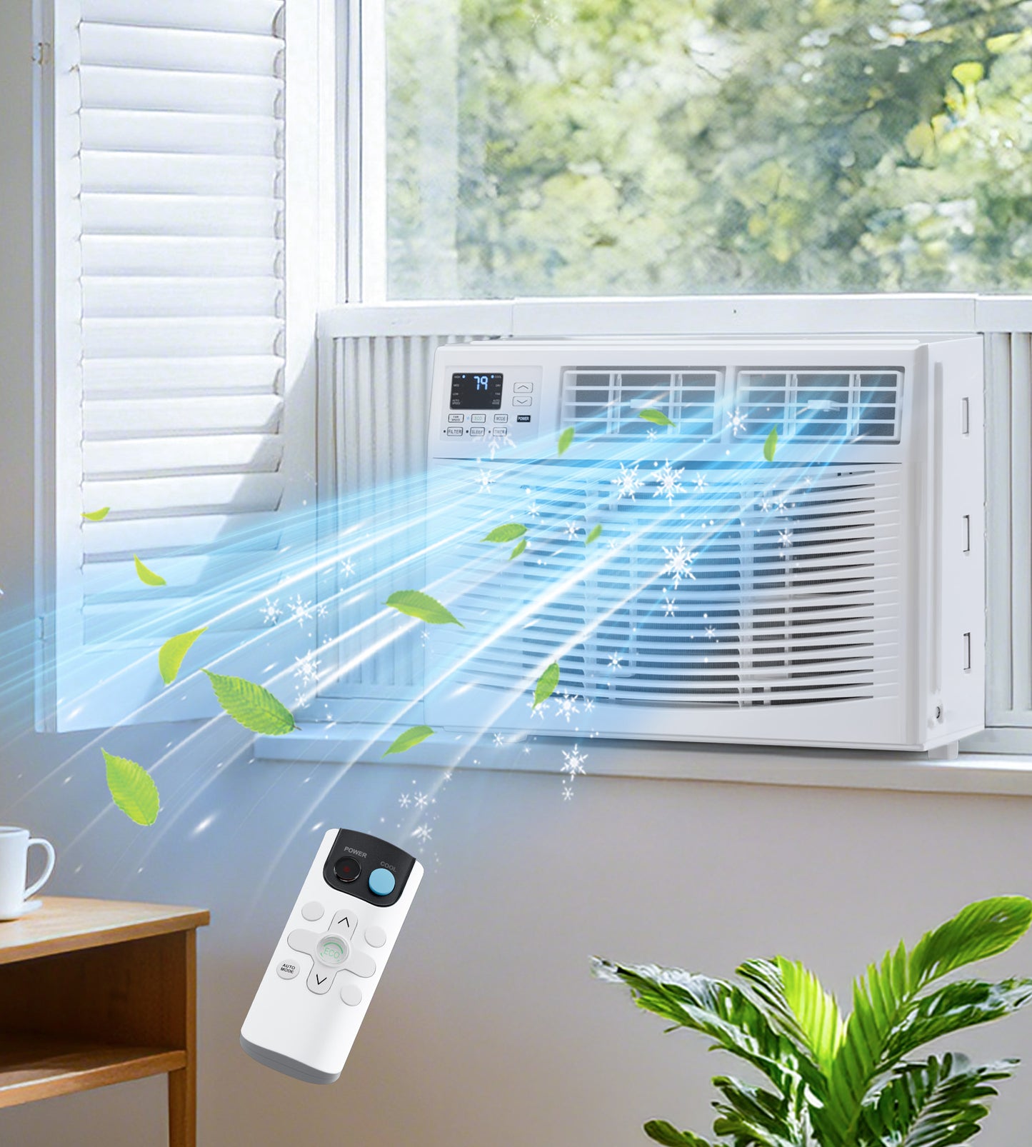 AKIRES Window Air Conditioner, 8,000BTU Air Conditioner Window Unit, Cools up to 350 Sq. Ft, Window AC with Cool, Fan, Dry, Sleep, Energy Saver, and Auto,6 Modes,24H Timer,Easy Install,Home