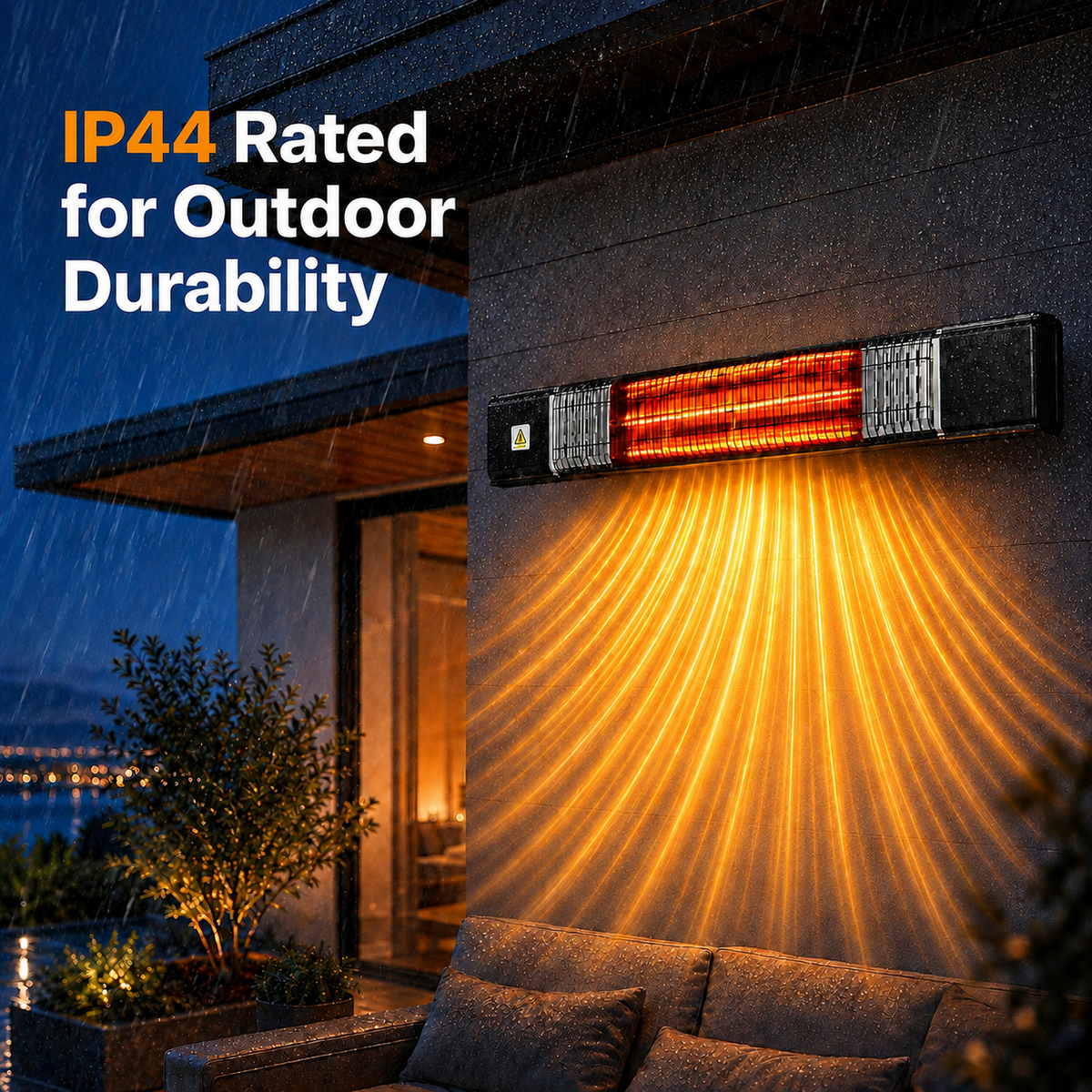 Electric Patio Outdoor Heater, Infrared Heaters, Wall Mounted, Remote Control, Tip-Over&Overheat Protection for Garage, Indoor, Large Room, Backyard