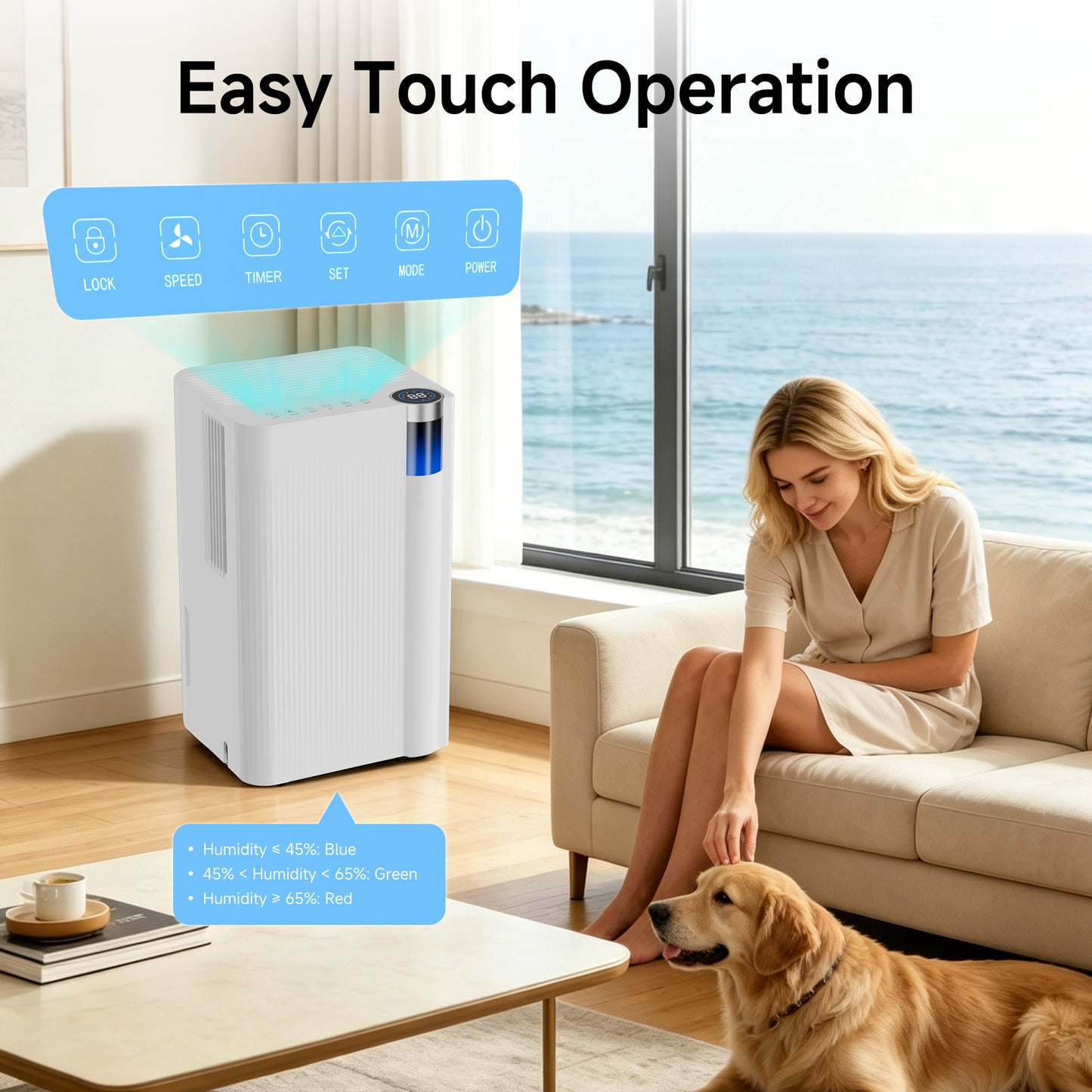 Akires Dehumidifier, 9 Pint DOE(Max 38 Pint) for Basement & Home, 3000 Sq.ft, with Drain Hose for Bathroom, Large Room