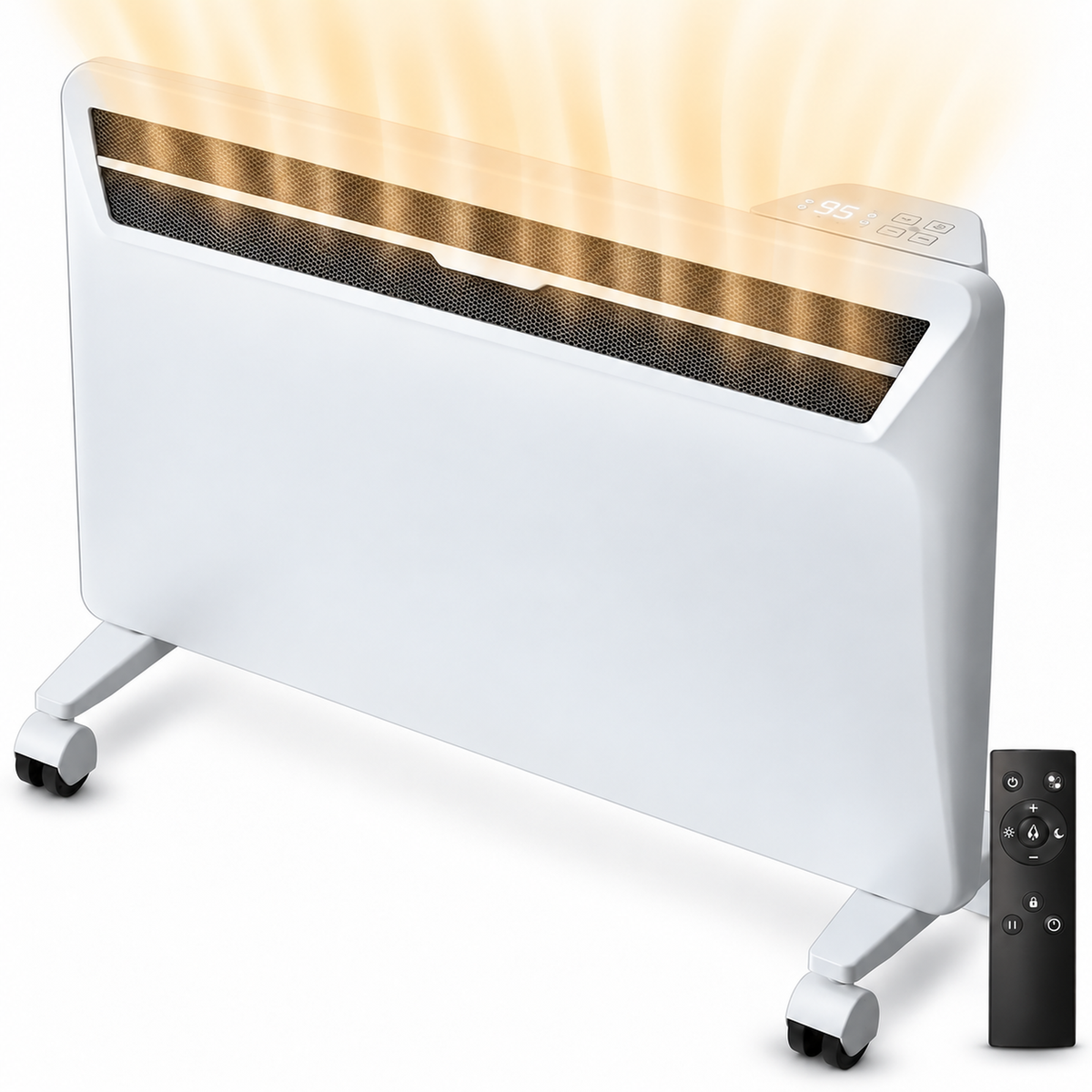 Space Heaters for Indoor Use, 1500W Convection Electric Panel Heater with Remote Control, Wall Mount & Standing, 0dB, Energy Saving