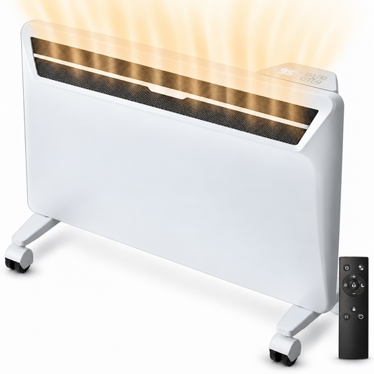 Space Heaters for Indoor Use, 1500W Convection Electric Panel Heater with Remote Control, Wall Mount & Standing, 0dB, Energy Saving