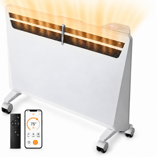 Space Heaters for Indoor Use, 1500W Convection Electric Heater with Remote Control, Wall Mount & Standing, 0dB, Energy Saving-Smart WiFi