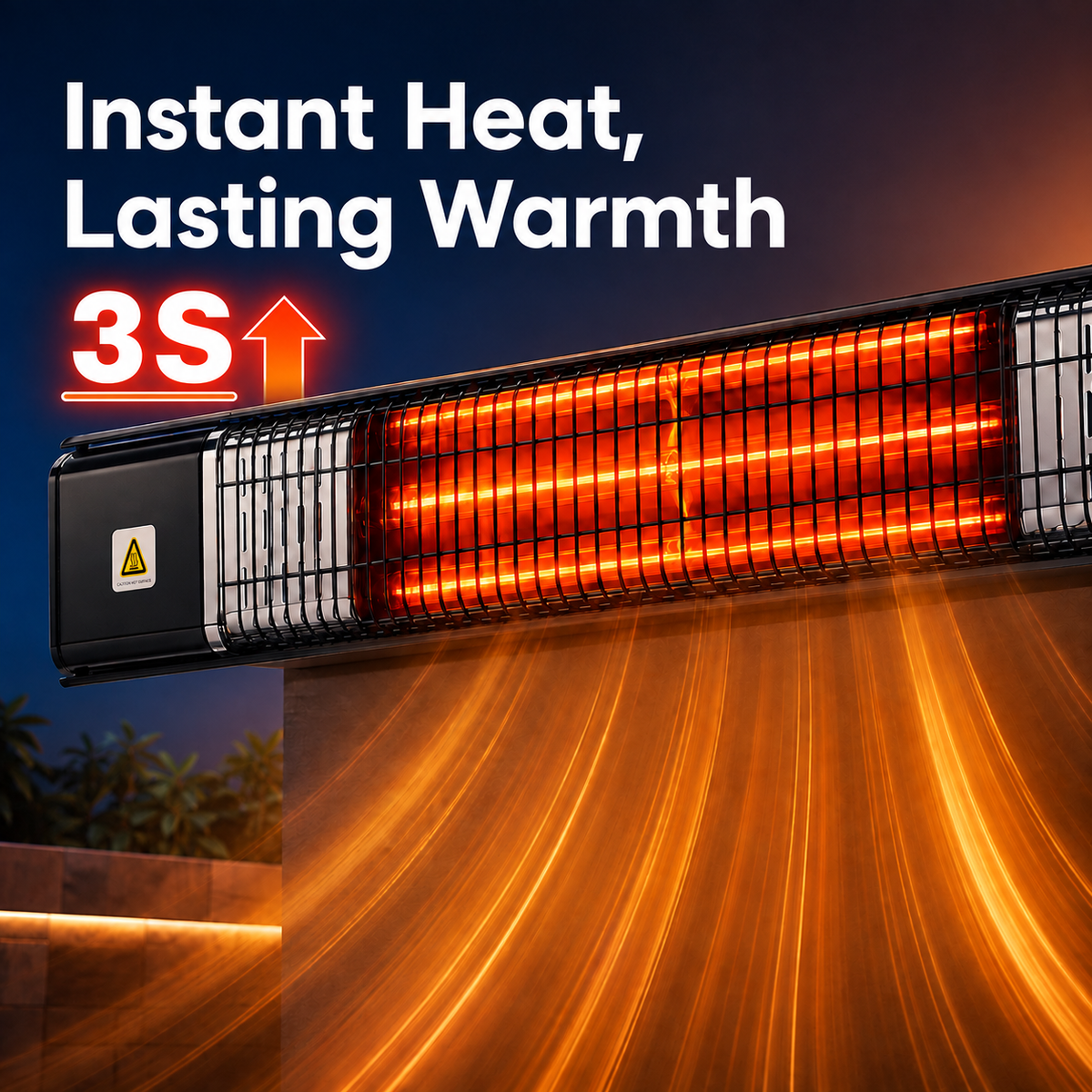 Electric Patio Outdoor Heater, Infrared Heaters, Wall Mounted, Remote Control, Tip-Over&Overheat Protection for Garage, Indoor, Large Room, Backyard