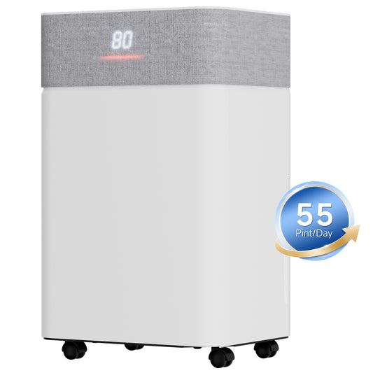 Akires Dehumidifier, 16 Pint DOE(Max 55 Pint) for Basement & Home, 4000 Sq.ft, with Drain Hose for Bathroom, Large Room