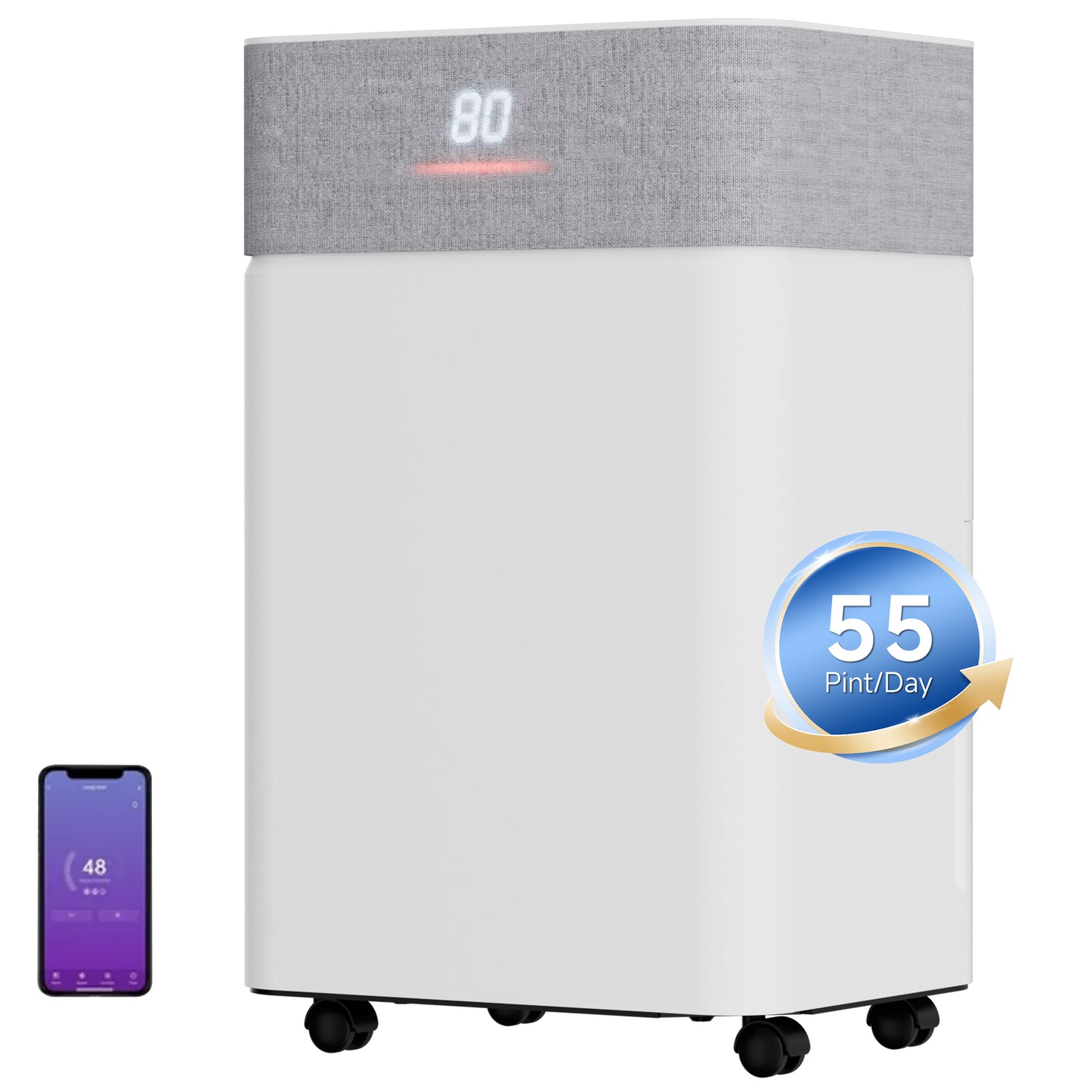 Akires Dehumidifier, 16 Pint DOE(Max 55 Pint) for Basement & Home, WiFi Smart Control, 4000 Sq.ft, with Drain Hose for Bathroom, Large Room