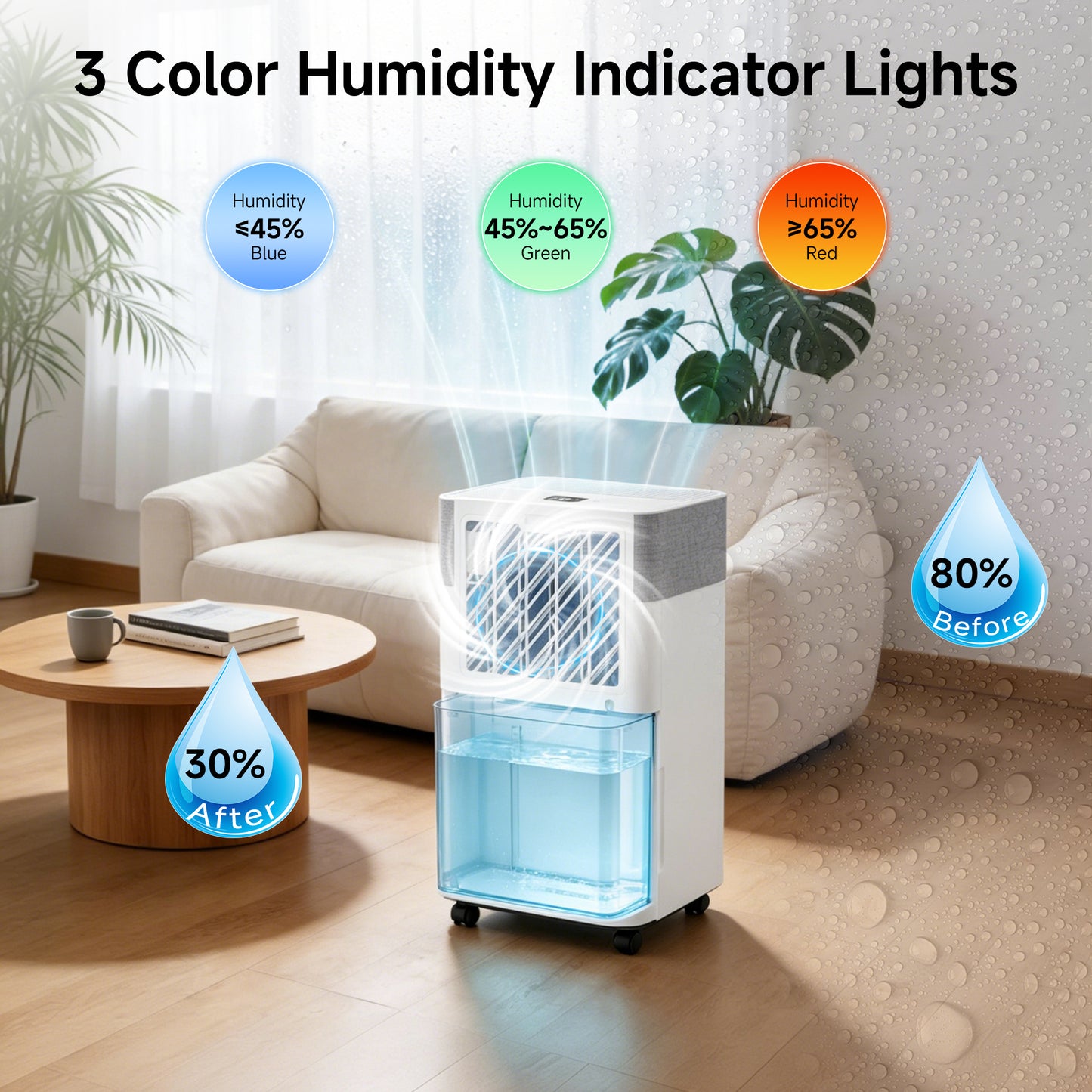 Akires Dehumidifier, 16 Pint DOE(Max 55 Pint) for Basement & Home, 4000 Sq.ft, with Drain Hose for Bathroom, Large Room