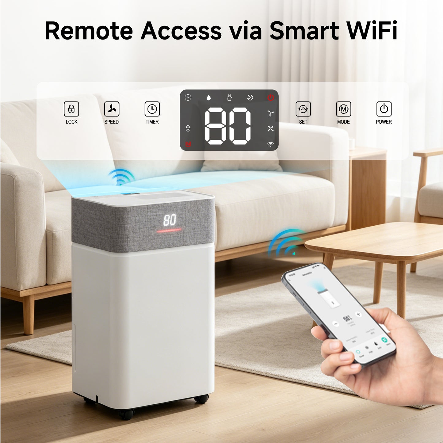 Akires Dehumidifier, 16 Pint DOE(Max 55 Pint) for Basement & Home, WiFi Smart Control, 4000 Sq.ft, with Drain Hose for Bathroom, Large Room
