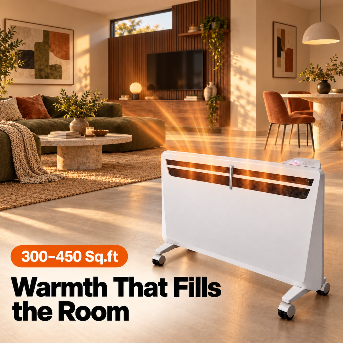 Space Heaters for Indoor Use, 1500W Convection Electric Heater with Remote Control, Wall Mount & Standing, 0dB, Energy Saving-Smart WiFi