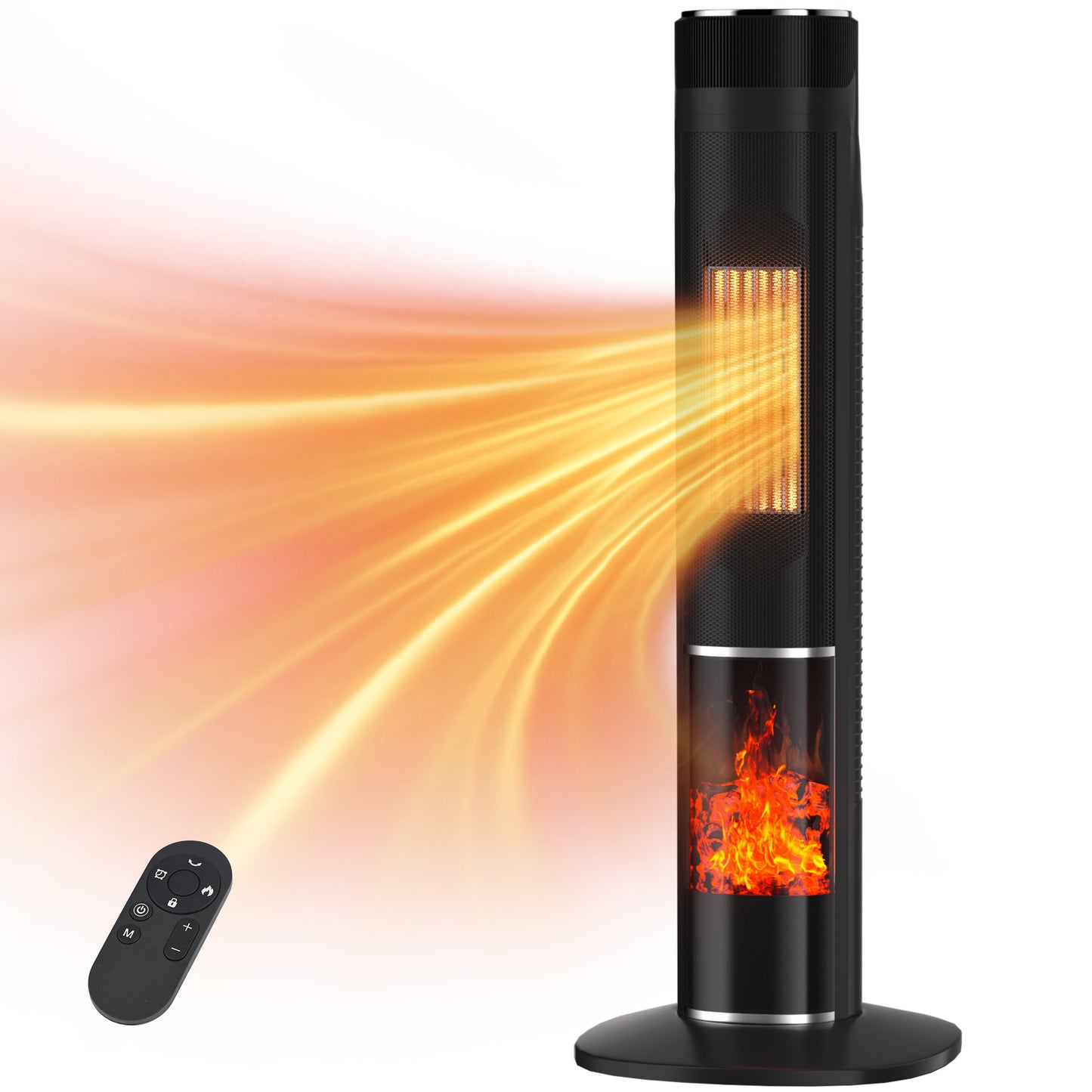 Space Heater for Indoor Use, 31" Electric Heaters with Remote, 70° Oscillation, Adjustable Thermostat, 3 Modes, 6 Safety Protections, 1-24H Timer, Large Room Bedroom