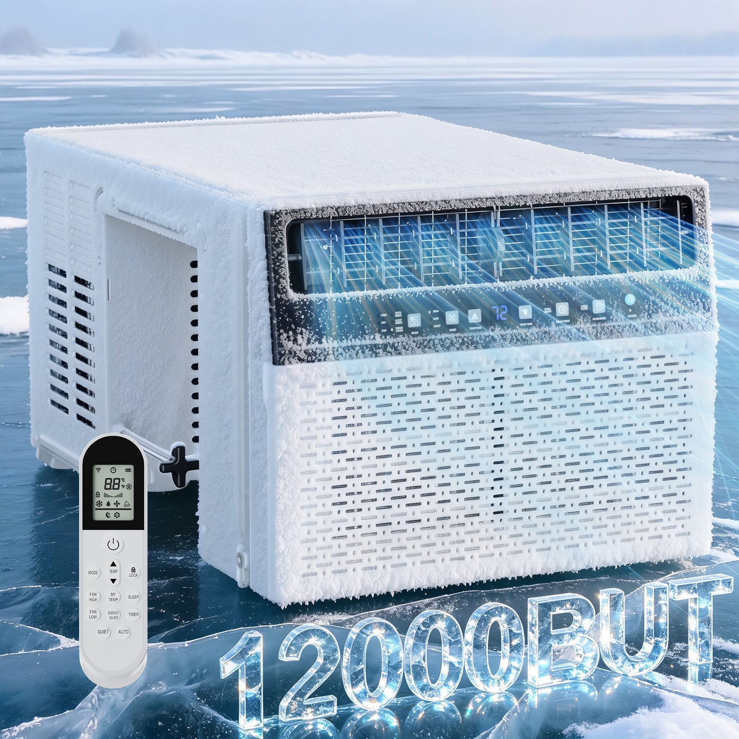 12000 BTU U-Shaped Window Air Conditioner, 550 Sq.ft, Energy-Saving Window AC Unit with Remote