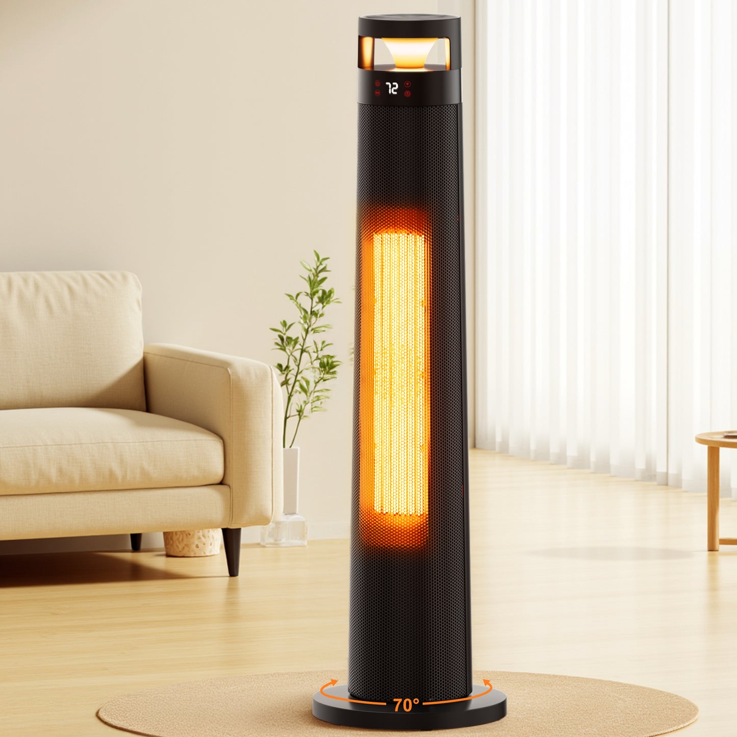 34IN Space Heater Large Room,1500w Space Heater For Indoor Use,120°Oscillating Tower Heater With Thermostat,Remote Control