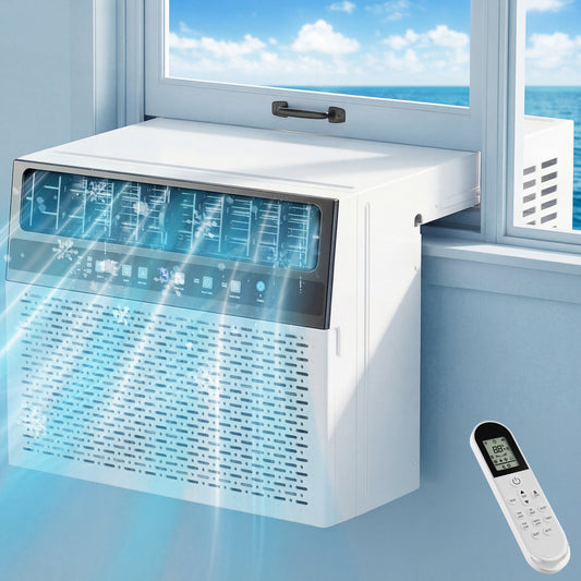 AKIRES U-Shaped Window Air Conditioner, 12,000BTU Air Conditioner Window Unit, Cools up to 550 Sq. Ft, Window AC with Cool, Fan, Dry, Sleep, Energy Saver, and Auto,6 Modes,24H Timer,Home Matte White