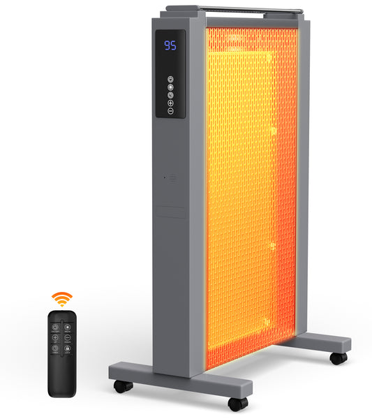 Electric Mica Infrared Space Heater Indoor Use,1500W Large Room Heater with Smart Thermostat,Overheat & Tip-Over Protection,Remote,24h Timer, Quite Whole Room Heater for Bedroom Office