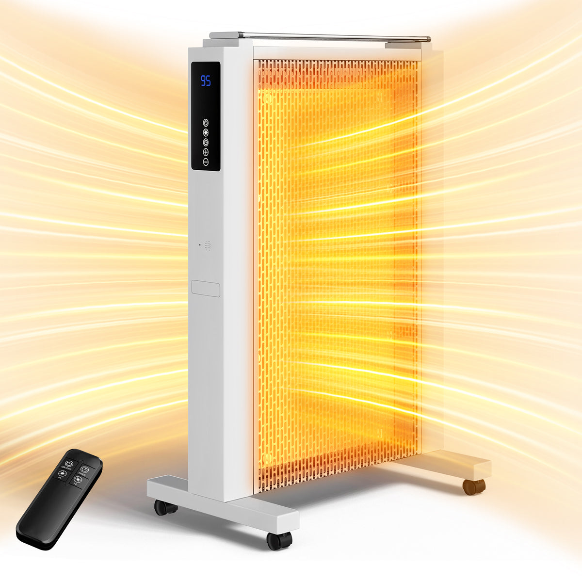 Space Heaters for Indoor Use, 1500W Electric Convection Heater Large Room with Thermostat, ECO, Remote, Wheel, 12H Timer, Tip-Over & Overheat Protection(White)