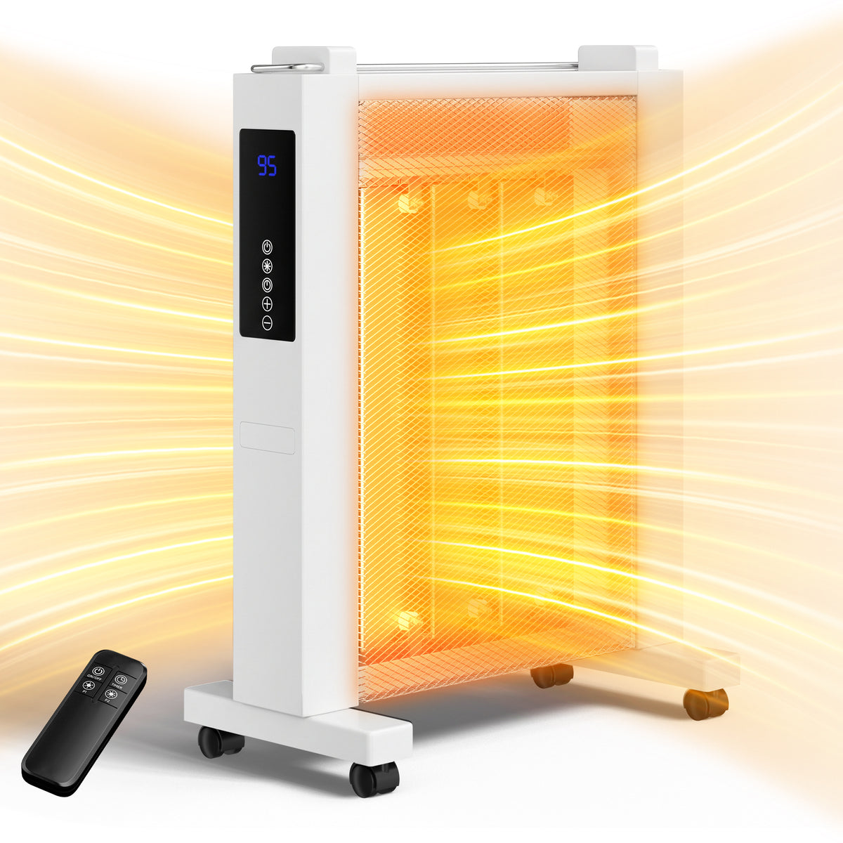 Space Heaters for Indoor Use, 1500W Electric Convection Heater Large Room with Thermostat, ECO, Remote, Wheel, 12H Timer, Tip-Over & Overheat Protection(White)
