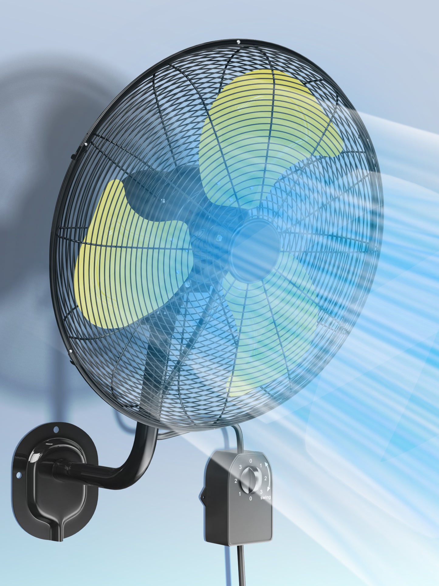 20" Oscillating Wall Mount Fan with Adjustable Tilt, 7200CFM High Velocity Wall Fan with 3 Speed, Heavy Duty Industrial Fans for Workshop