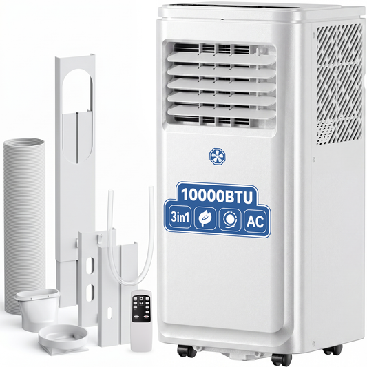 AKIRES 10000 BTU Portable Air Conditioners,3-IN-1 Portable AC Unit With Fan & Dehumidifier,Remote Control,24H Timer