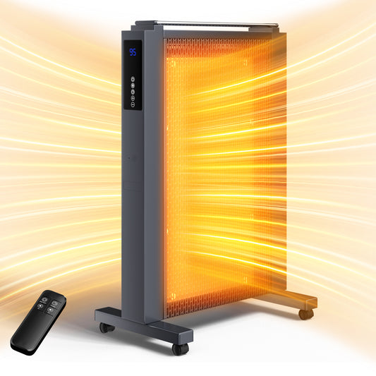 Space Heaters for Indoor Use, 1500W Electric Convection Heater Large Room with Thermostat, ECO, Remote, Wheel, 12H Timer, Tip-Over & Overheat Protection(Grey)