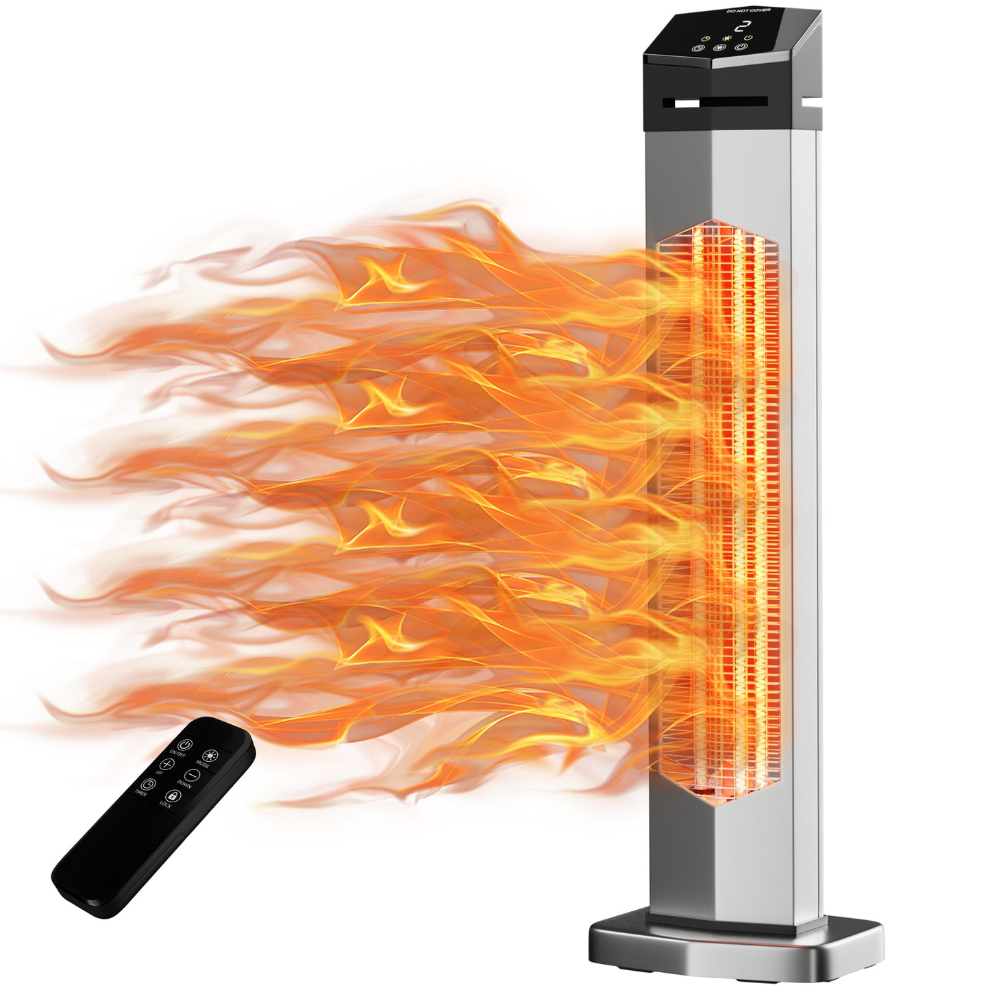 37IN Outdoor Patio Heater,Portable Space Radiant Tower Heaters with IP54 Waterproof,12H Timer, Large Room Heater for Garage Backyard Porch  Gray