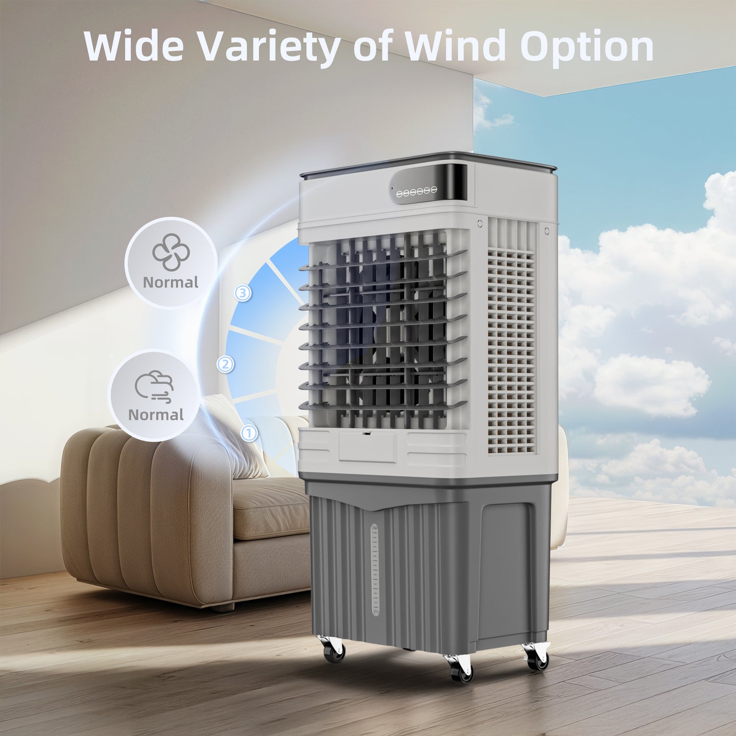 43IN 3600CFM Swamp Cooler Air Conditioner,Evaporative Air Cooler with 13.5-Gal Water Tank,4 Ice Packs,Portable Evaporative Cooler for Outdoor Patio Garage