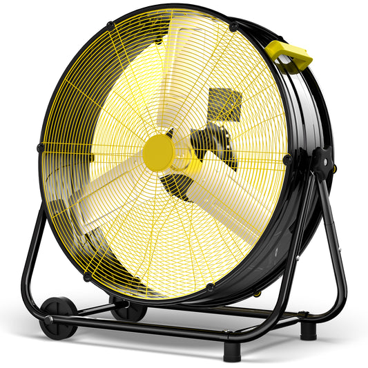 Industrial Shop Floor Drum Fan,High Velocity Heavy Duty Big Metal Fan with 360° Tilt, Handle for Garage, Basement, Warehouse, Patio, Commercial, Factory, Workshop Use