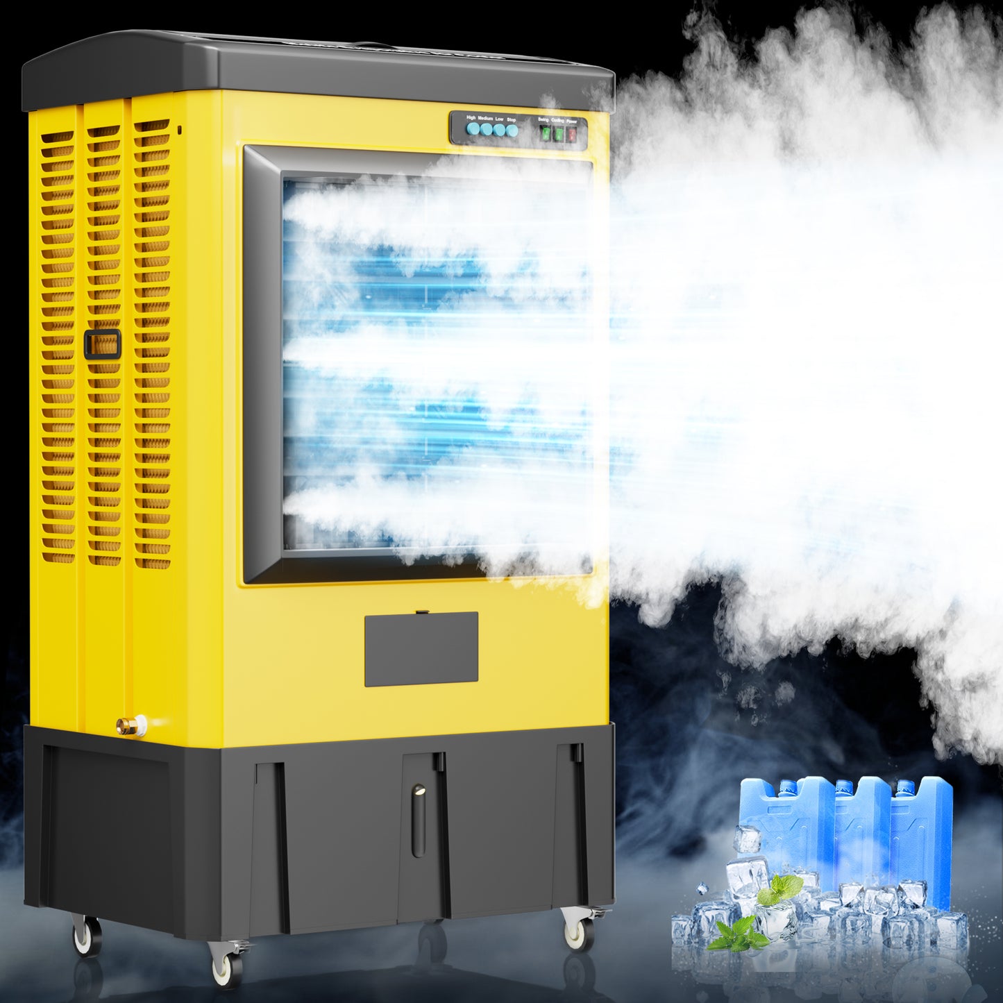 4800CFM Swamp Cooler,41IN Evaporative Air Cooler for 970Sq.ft of Space,Evaporative Cooler with Continuous Auto Fill,10.6-Gal Water Tank,120°Oscillation, Cooling Fan for Outdoor